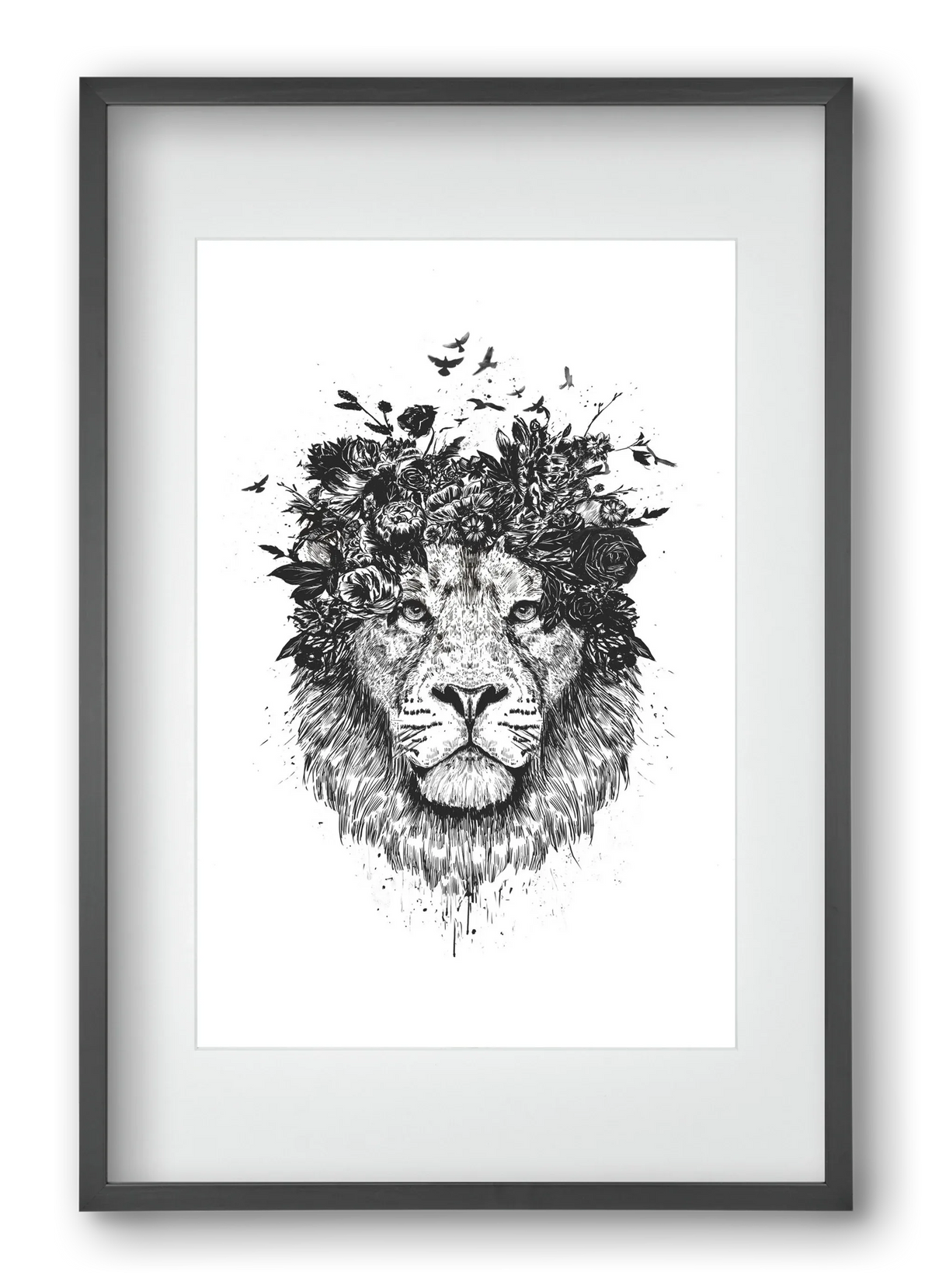Floral lion (bw) - artbridge
