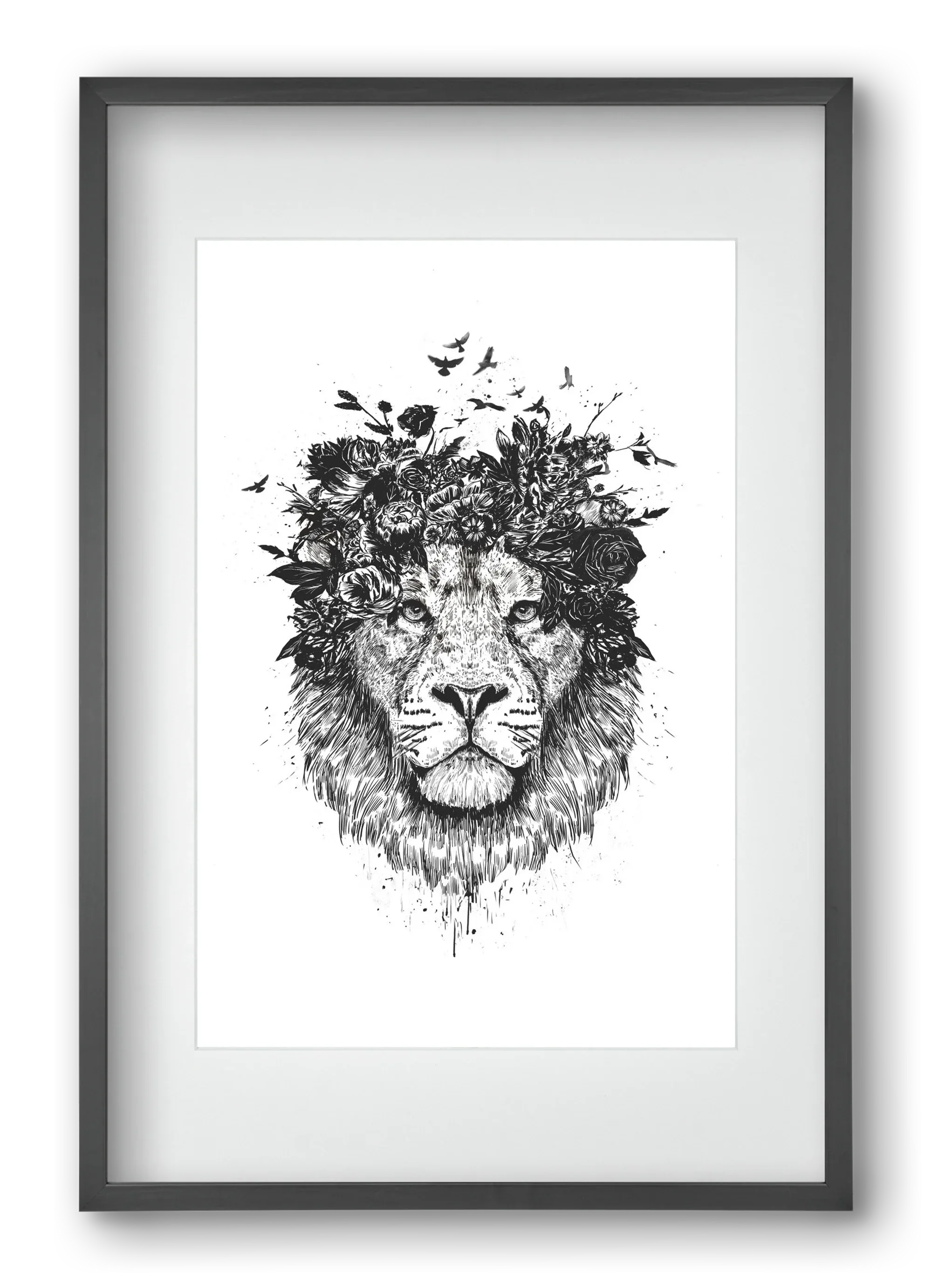 Floral lion (bw) - artbridge