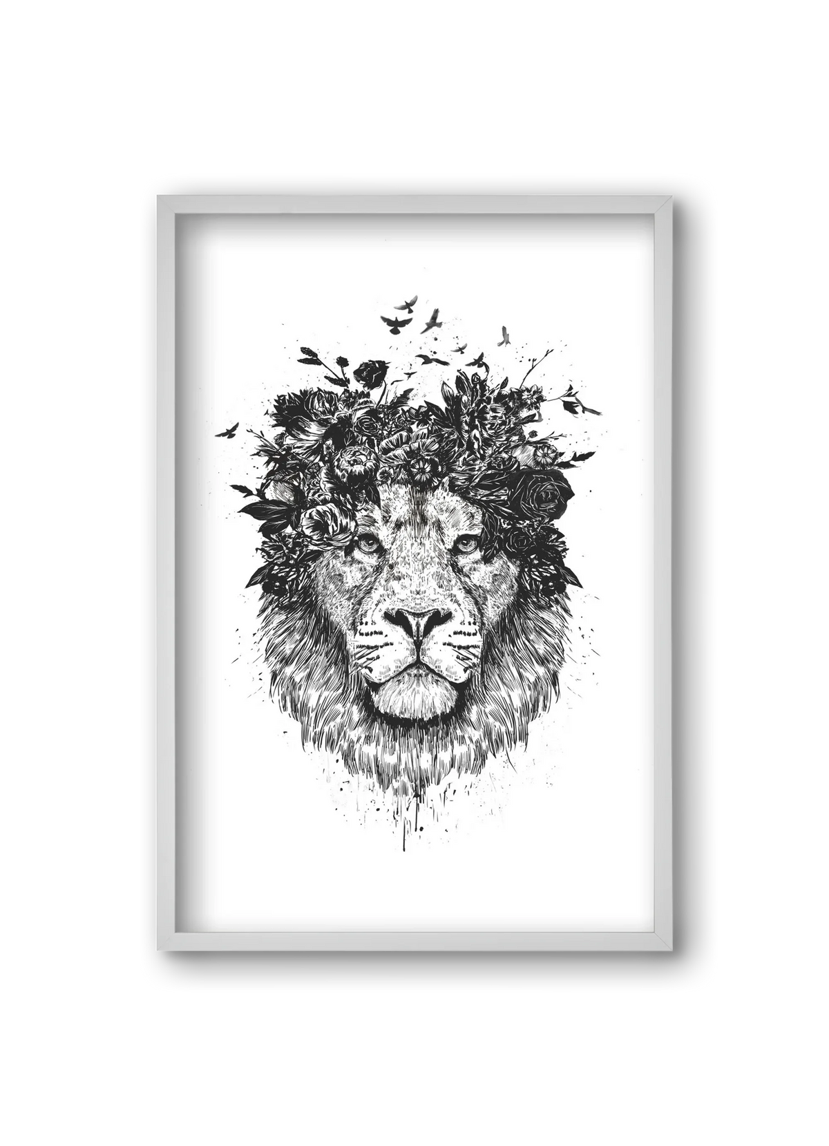 Floral lion (bw) - artbridge