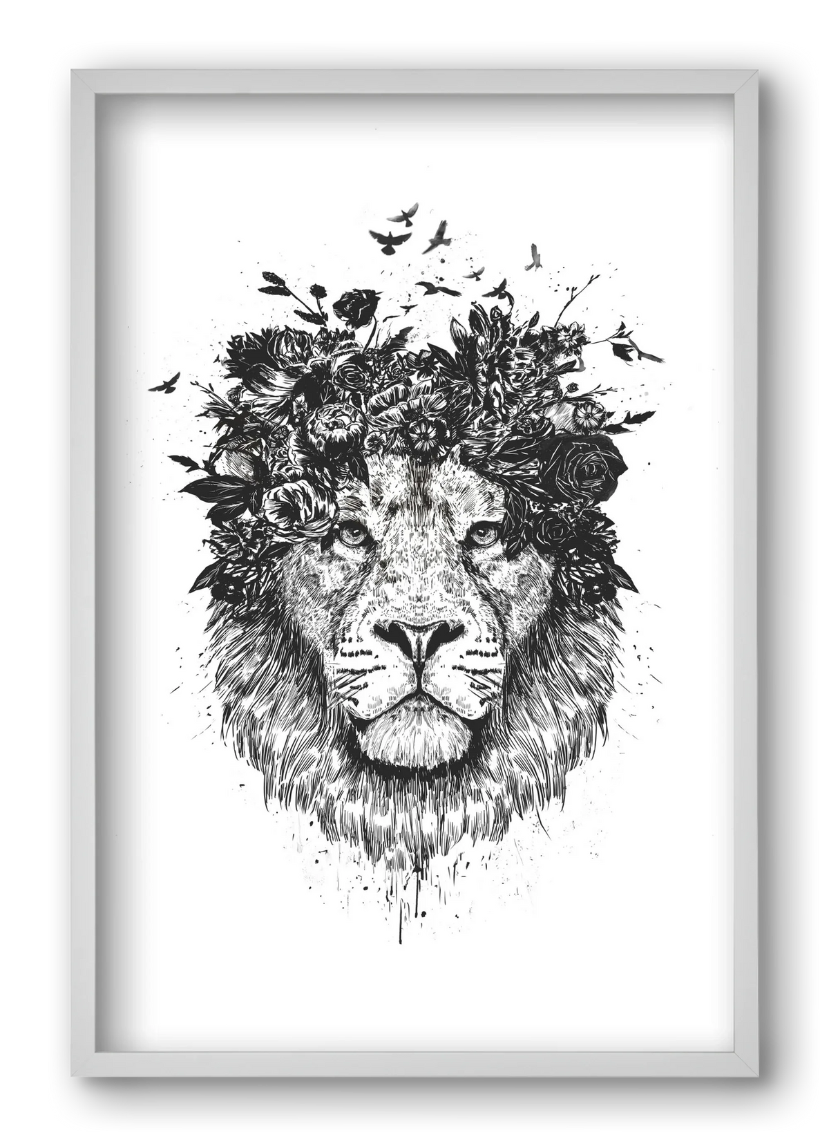Floral lion (bw) - artbridge