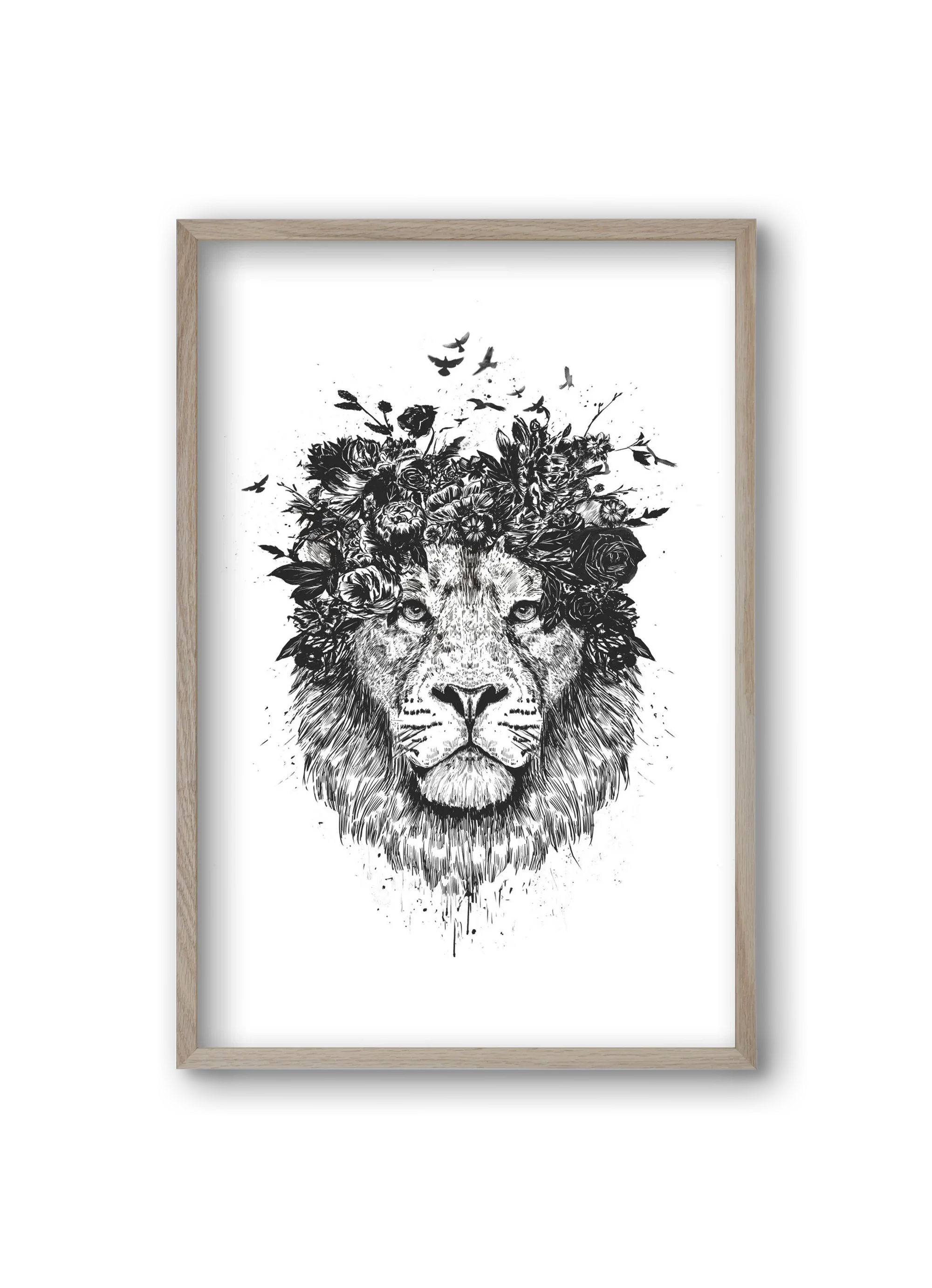 Floral lion (bw) - artbridge