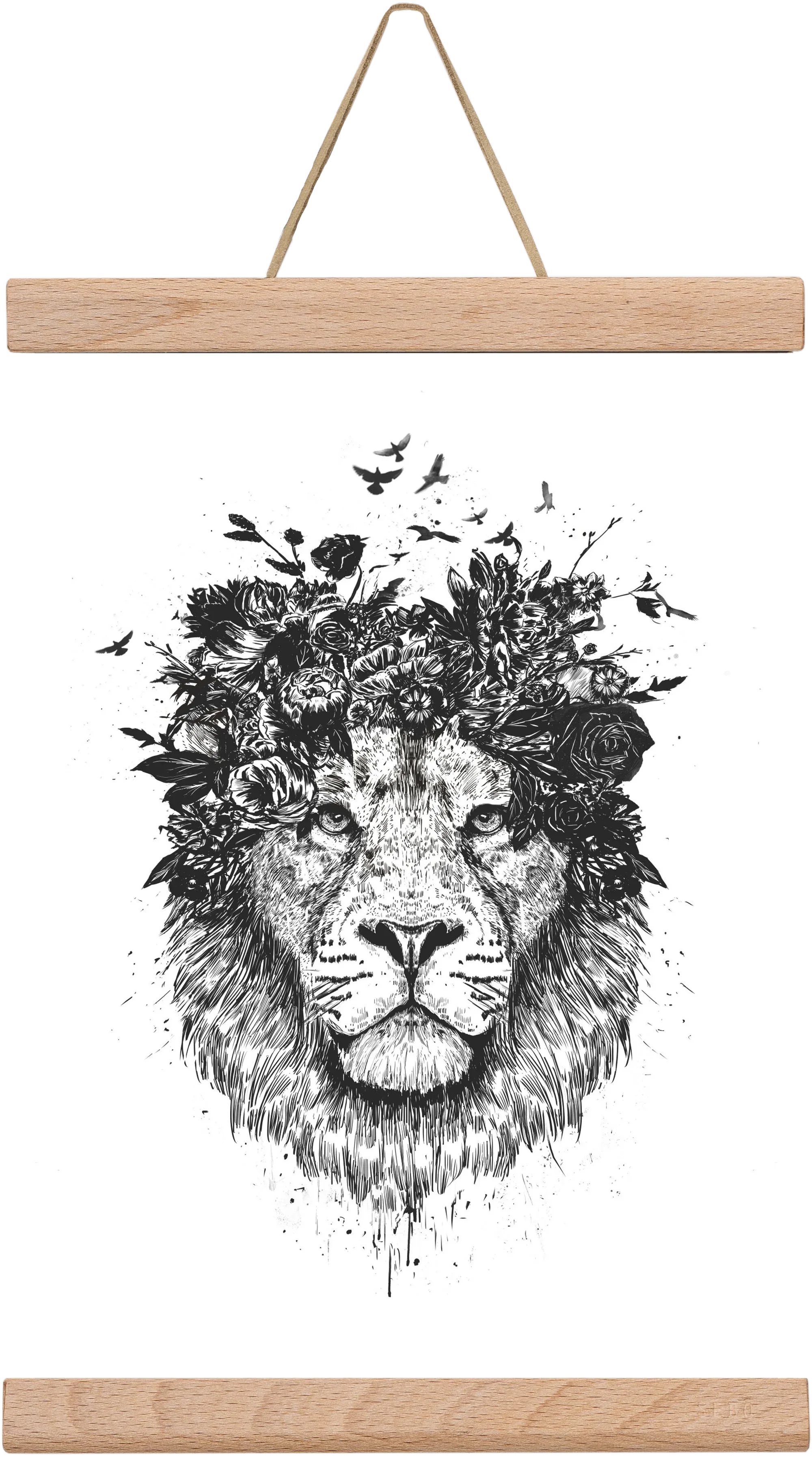 Floral lion (bw) - artbridge