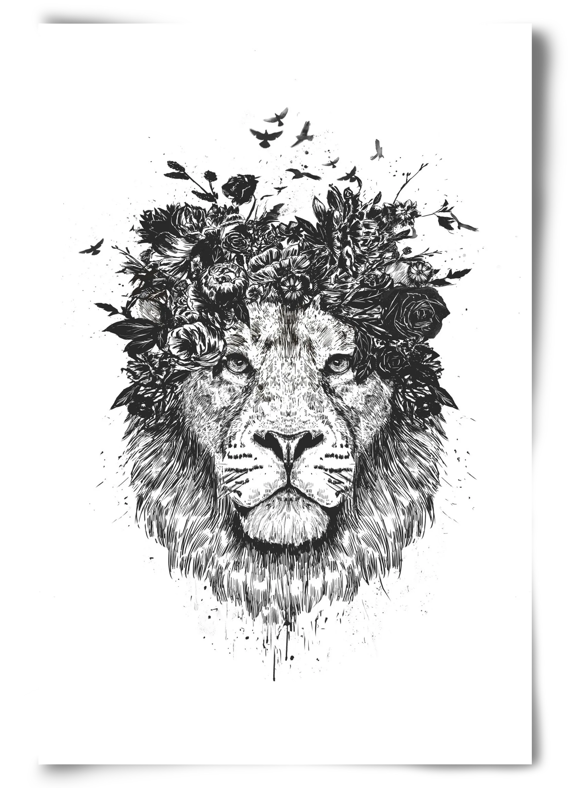 Floral lion (bw) - artbridge