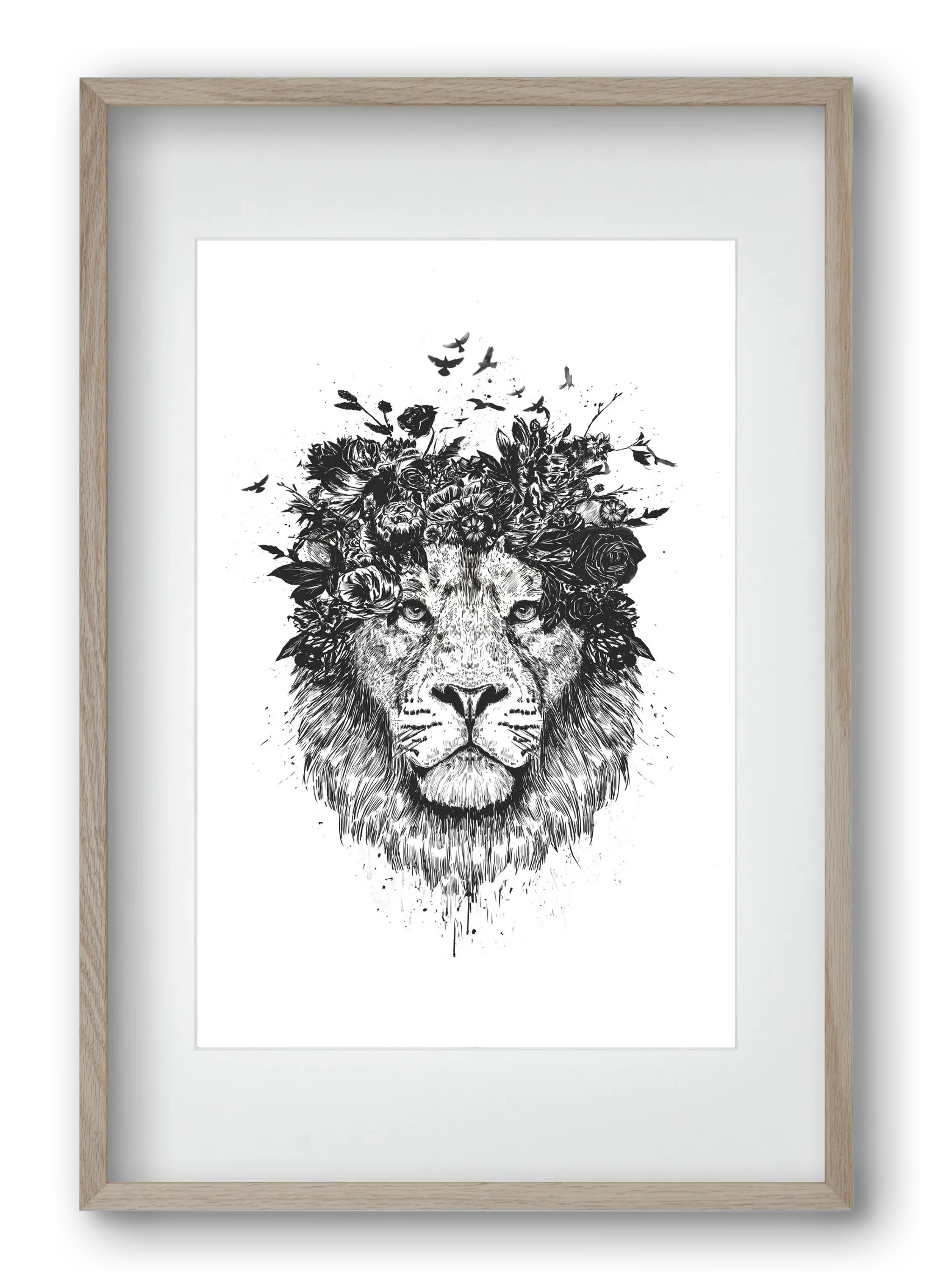Floral lion (bw) - artbridge