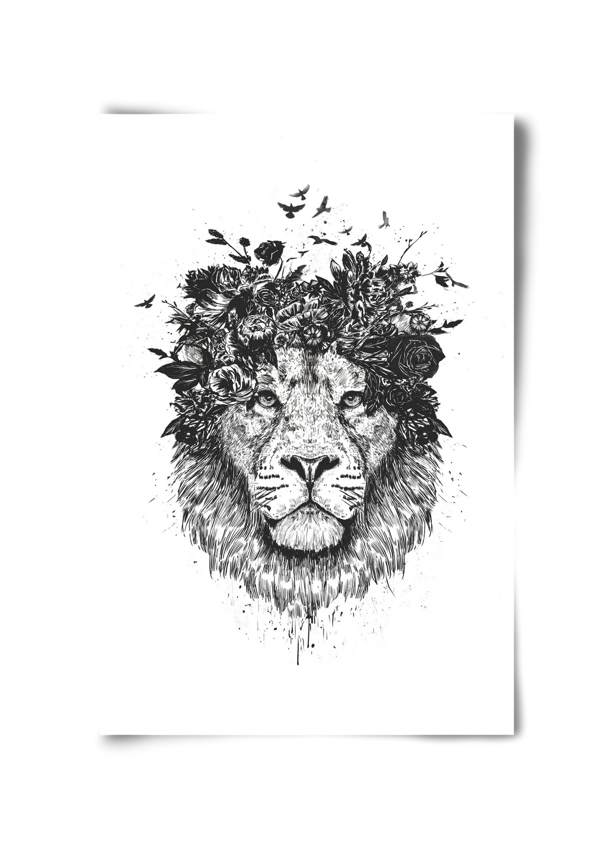 Floral lion (bw) - artbridge