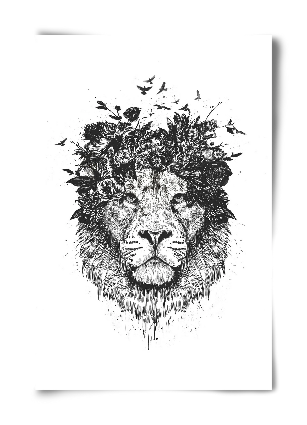 Floral lion (bw) - artbridge