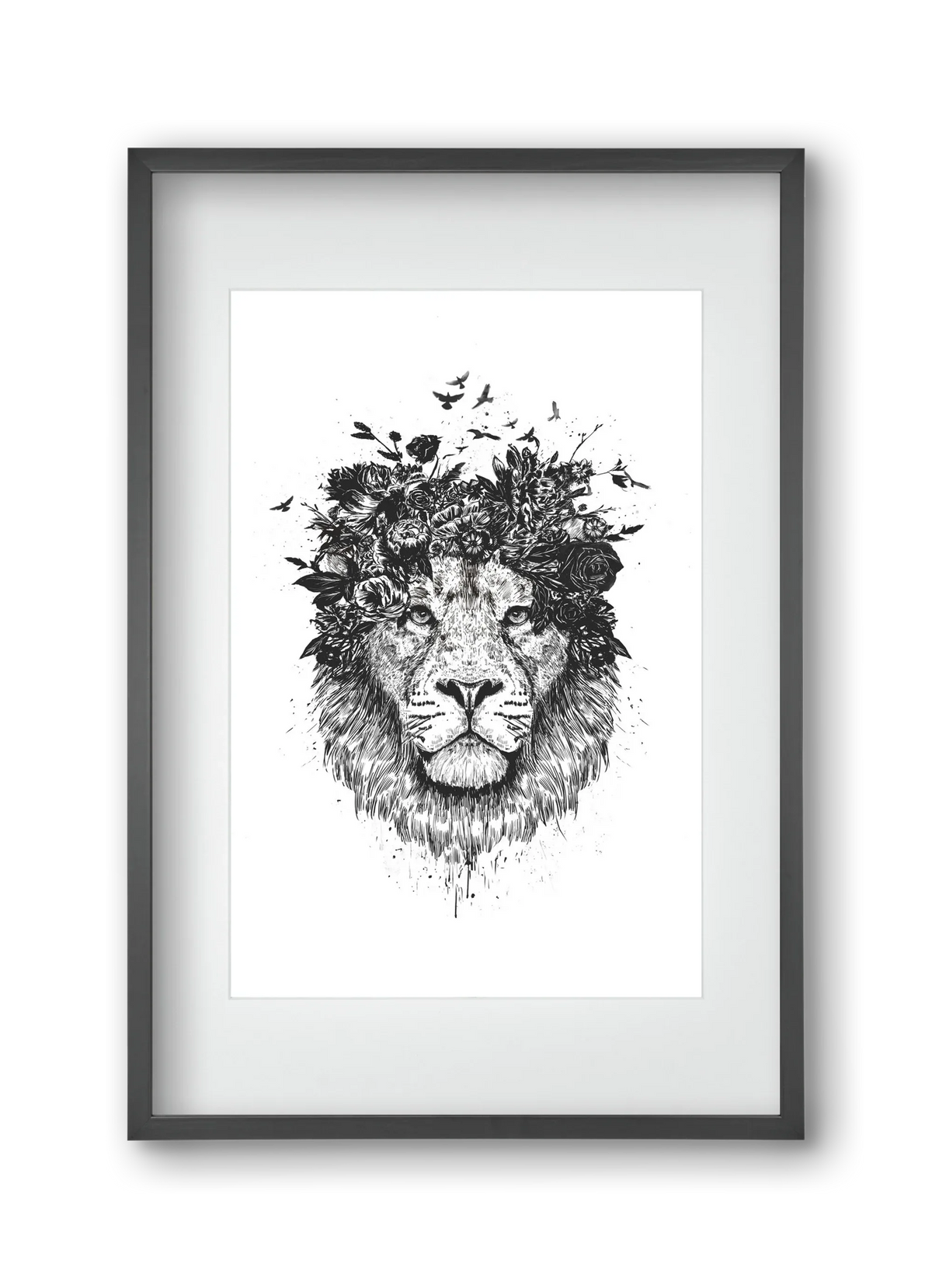 Floral lion (bw) - artbridge