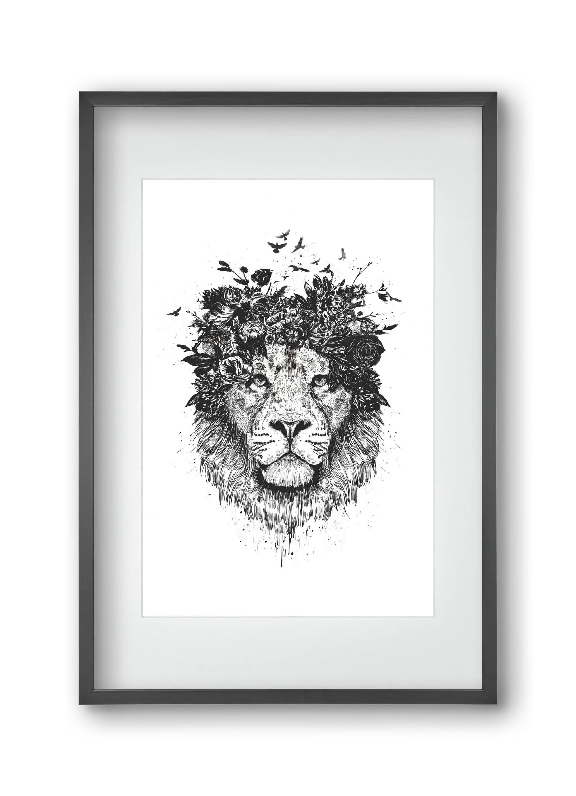 Floral lion (bw) - artbridge