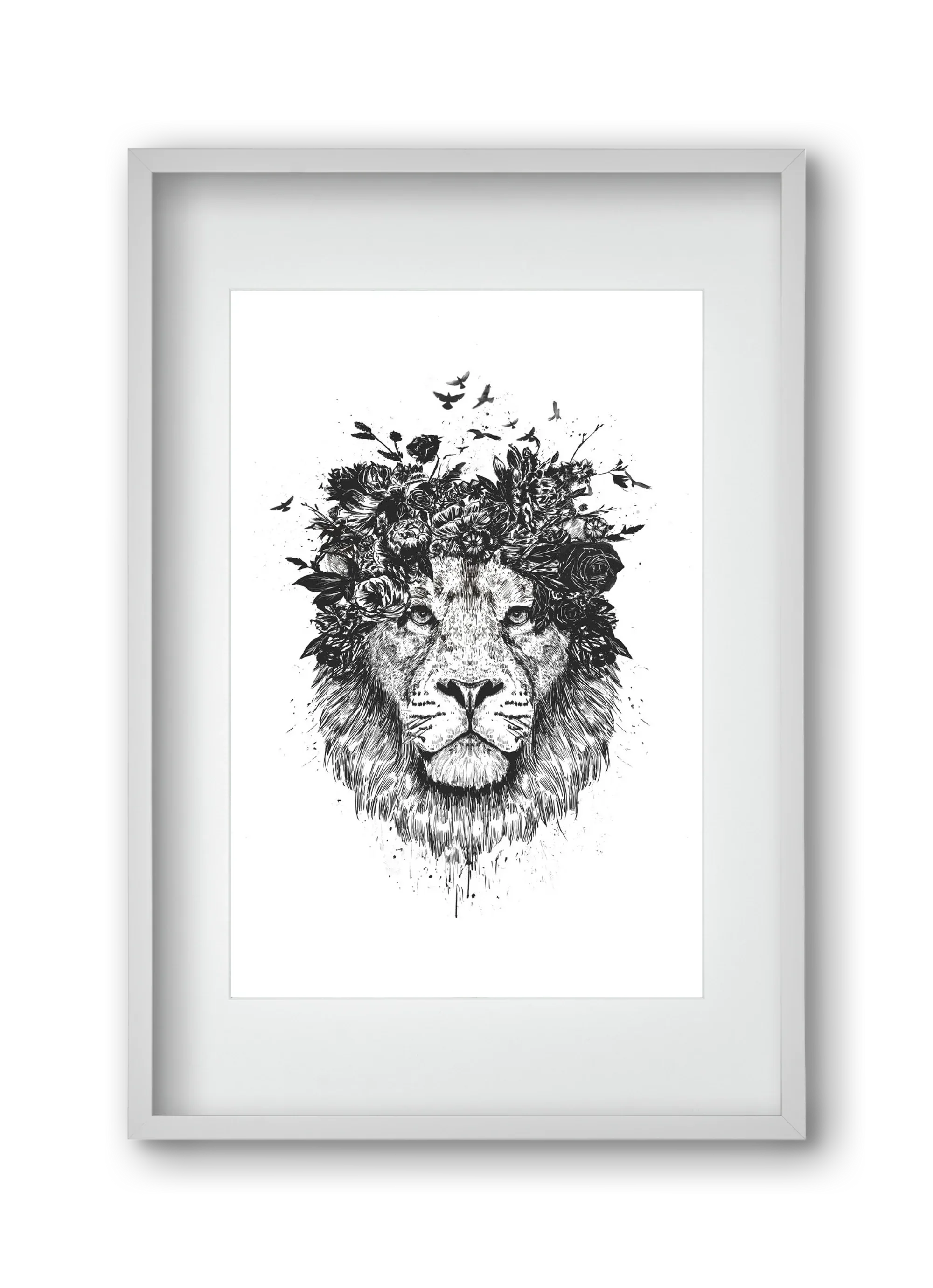 Floral lion (bw) - artbridge