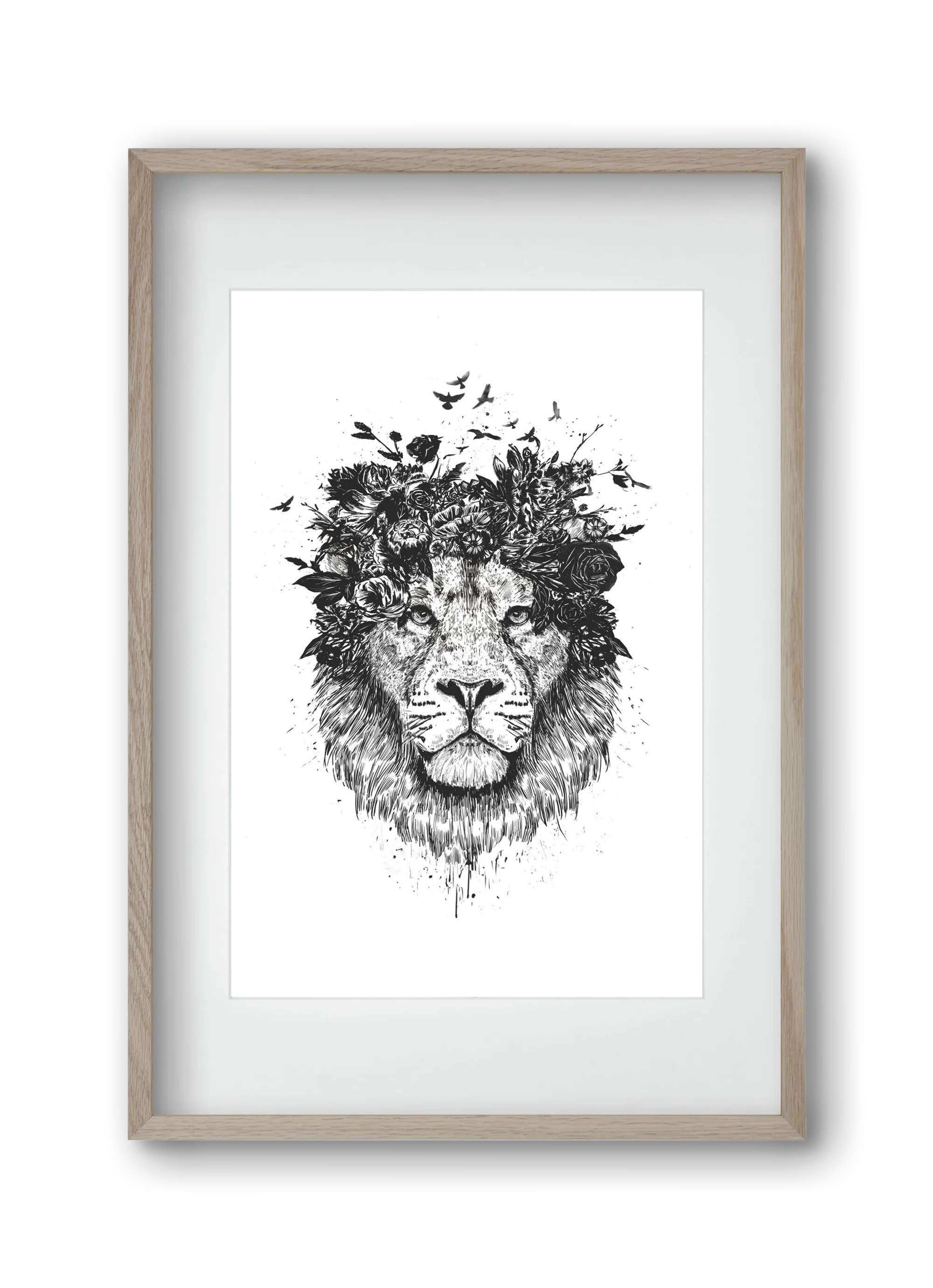 Floral lion (bw) - artbridge
