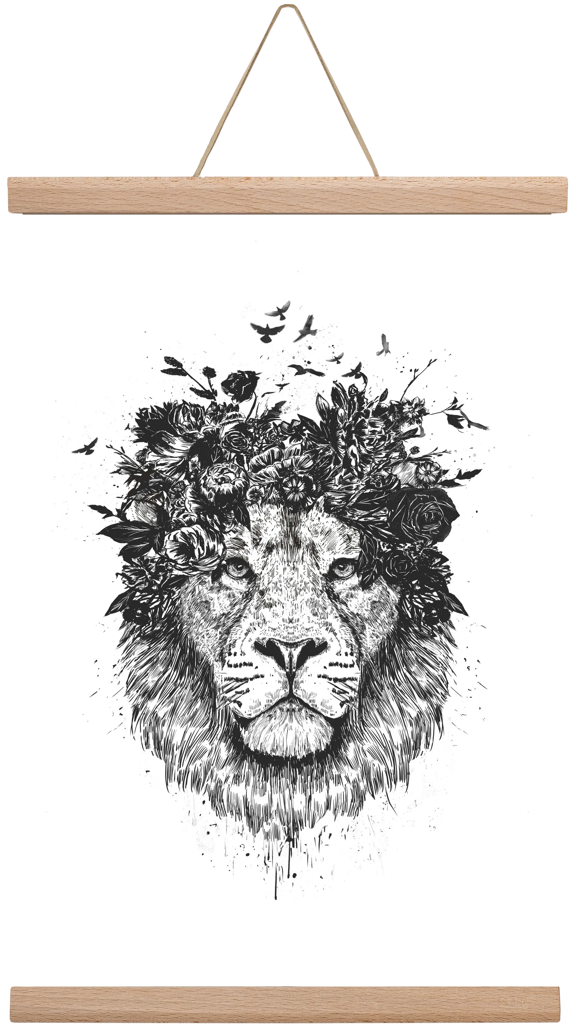 Floral lion (bw) - artbridge