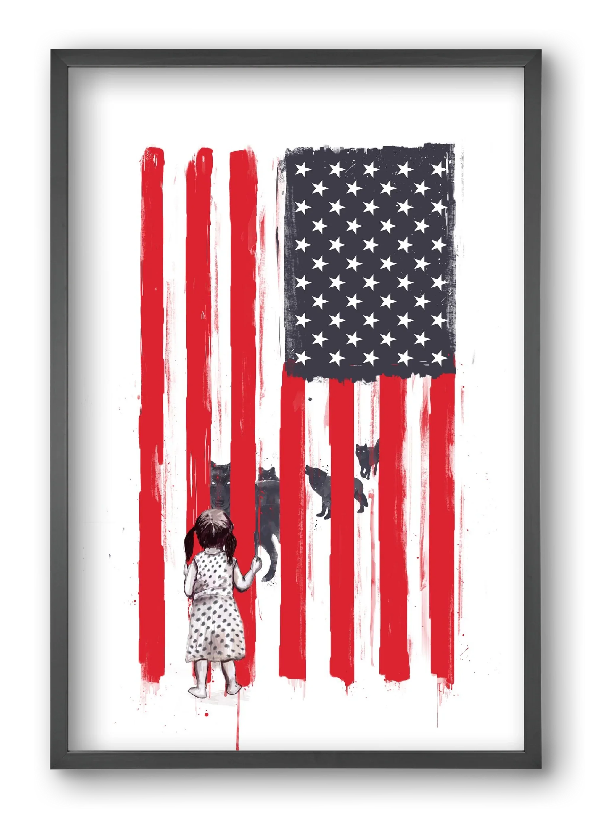Little girl and wolves - artbridge
