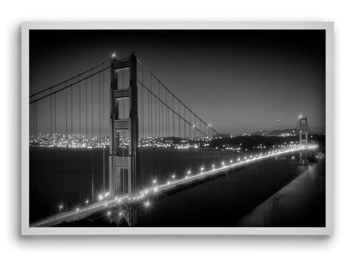 Evening Cityscape of Golden Gate Bridge | Monochrome - artbridge