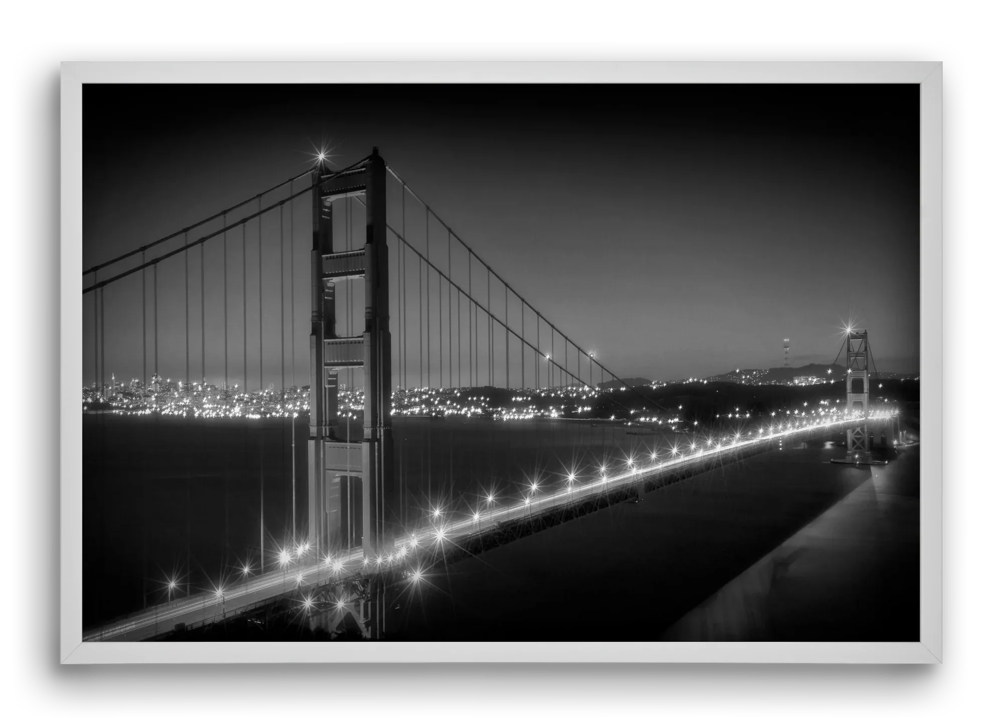 Evening Cityscape of Golden Gate Bridge | Monochrome - artbridge