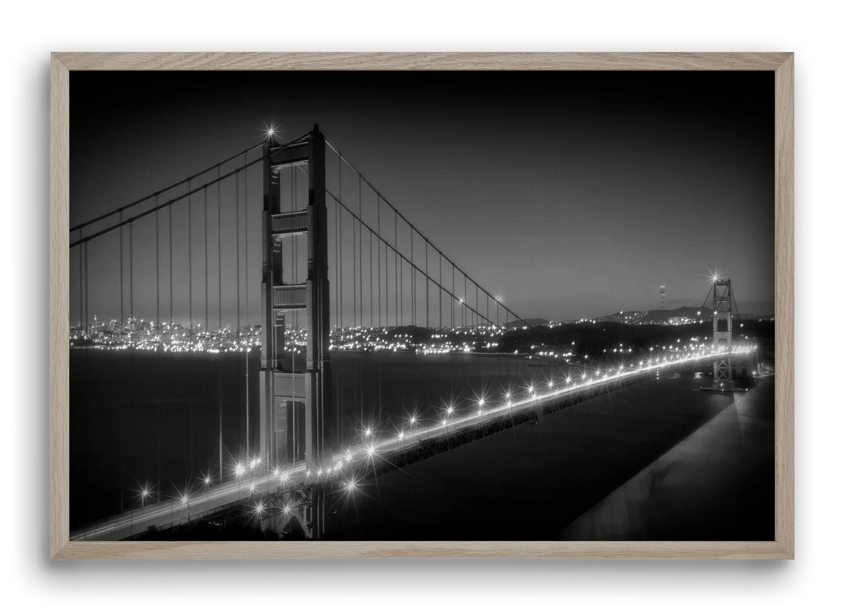 Evening Cityscape of Golden Gate Bridge | Monochrome - artbridge