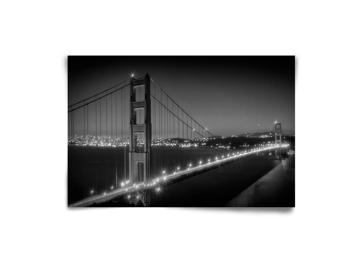 Evening Cityscape of Golden Gate Bridge | Monochrome - artbridge