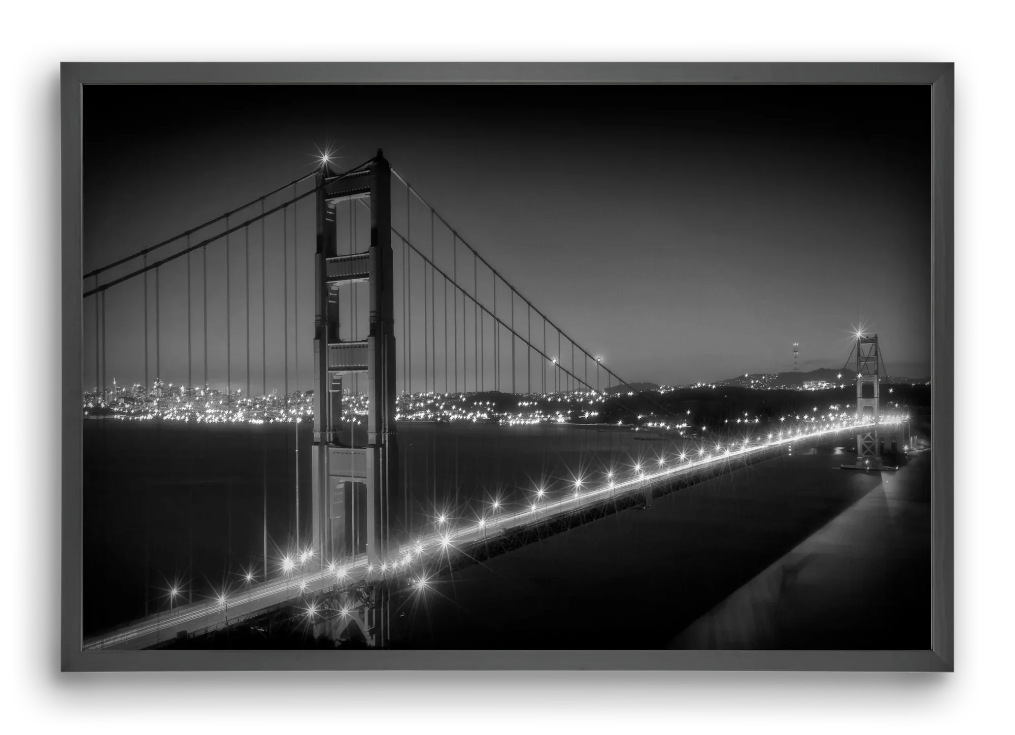 Evening Cityscape of Golden Gate Bridge | Monochrome - artbridge