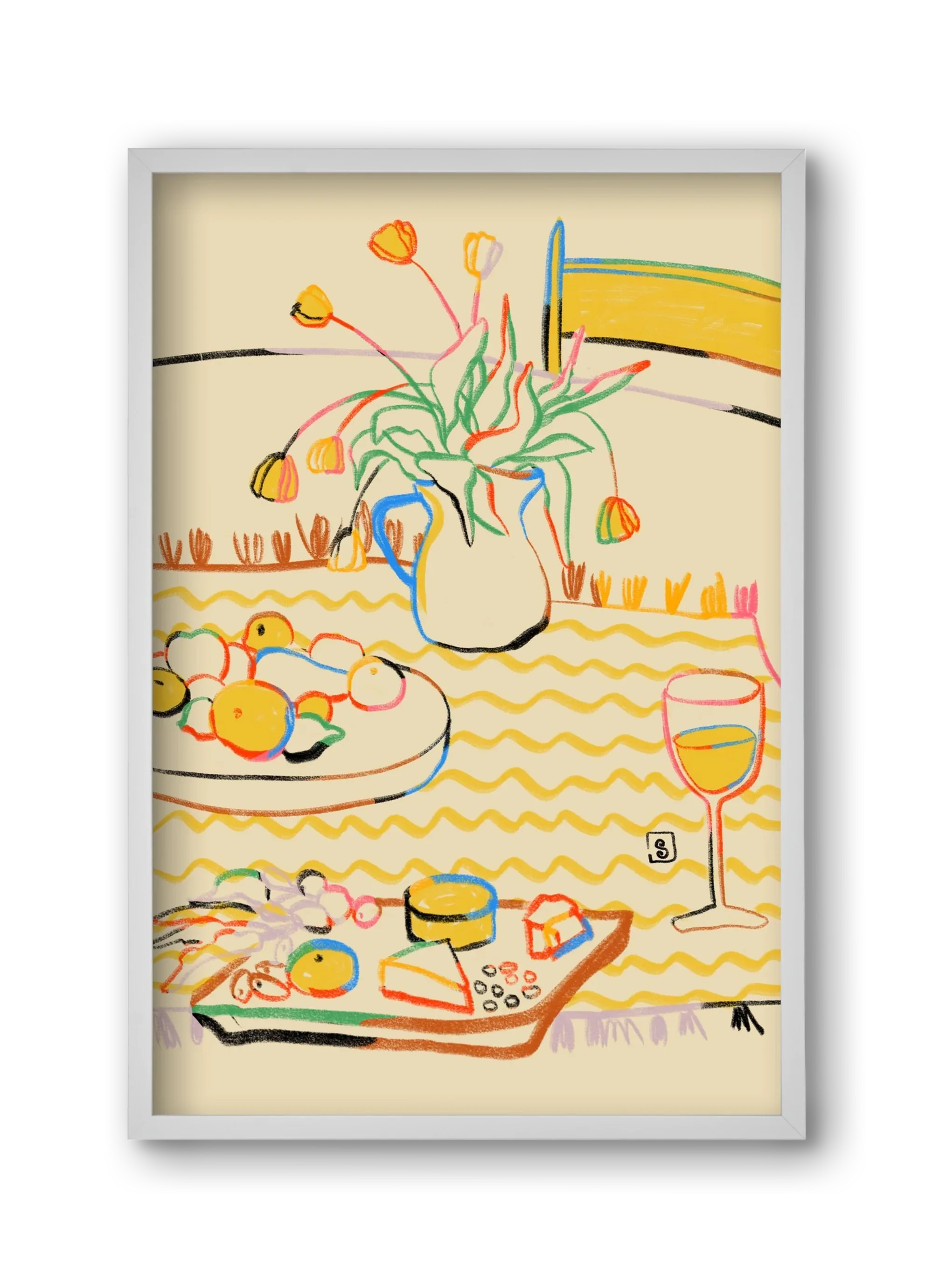 YELLOW TULIPS WINE AND CHEESE - artbridge