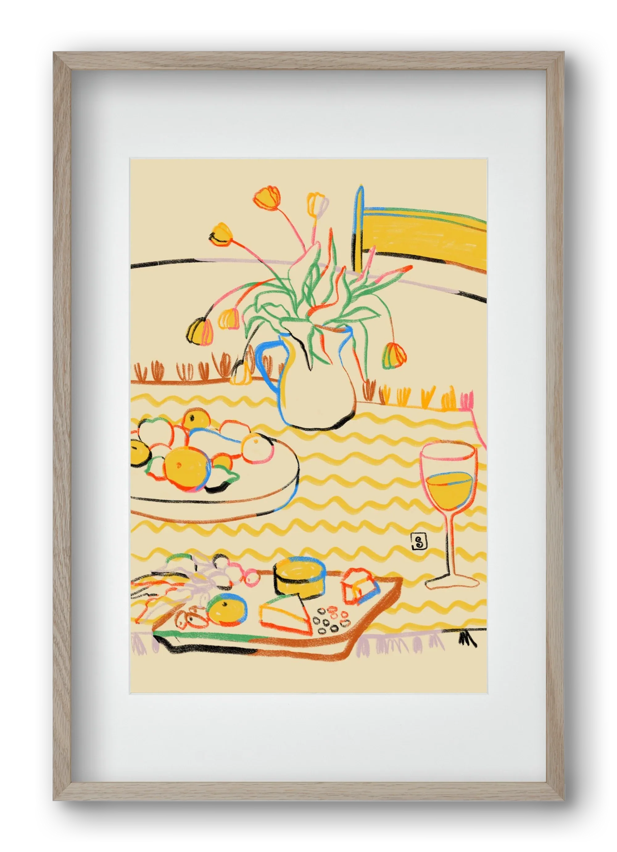 YELLOW TULIPS WINE AND CHEESE - artbridge