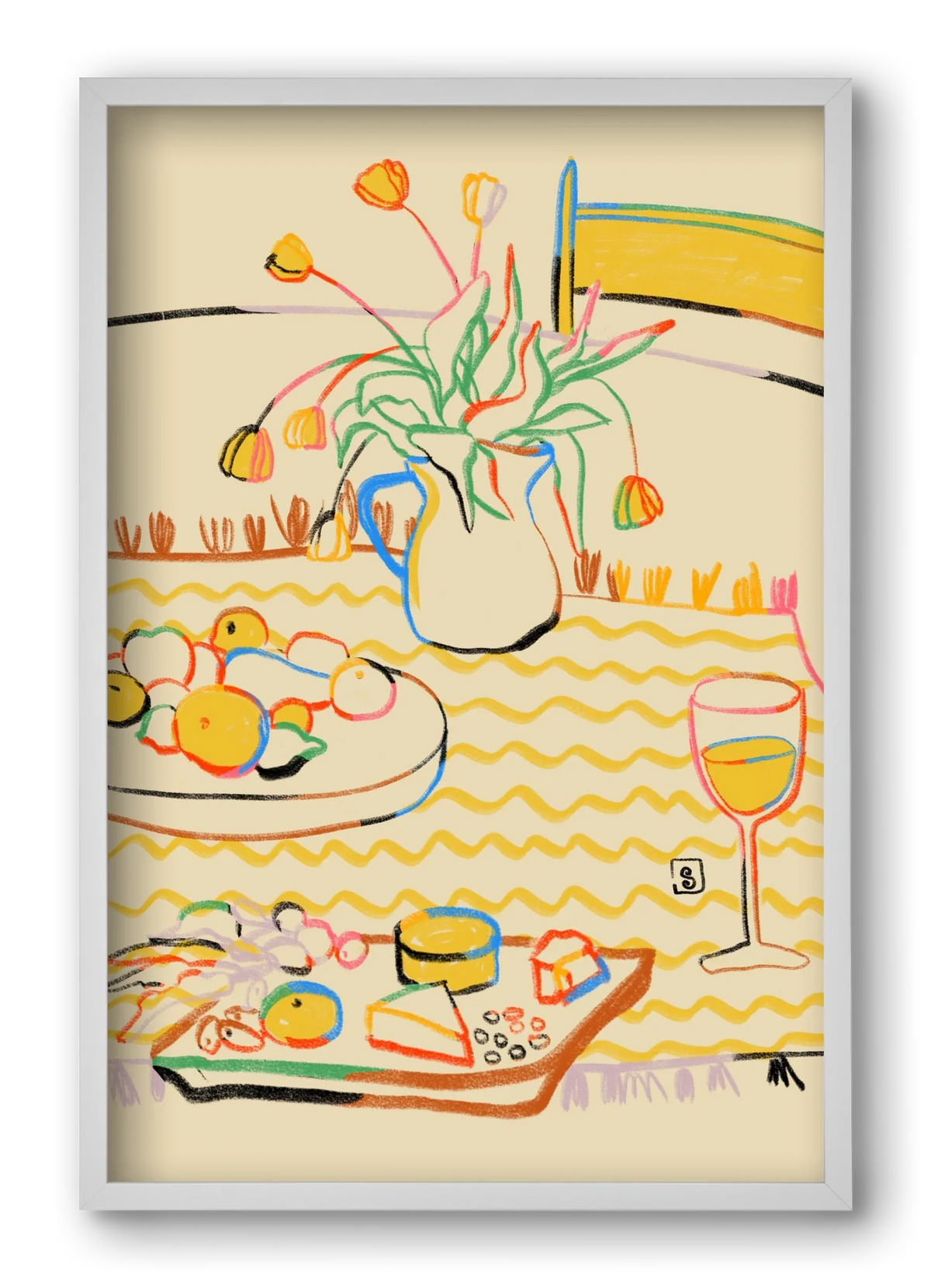 YELLOW TULIPS WINE AND CHEESE - artbridge
