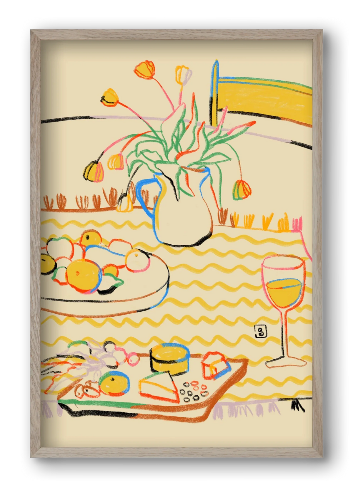 YELLOW TULIPS WINE AND CHEESE - artbridge