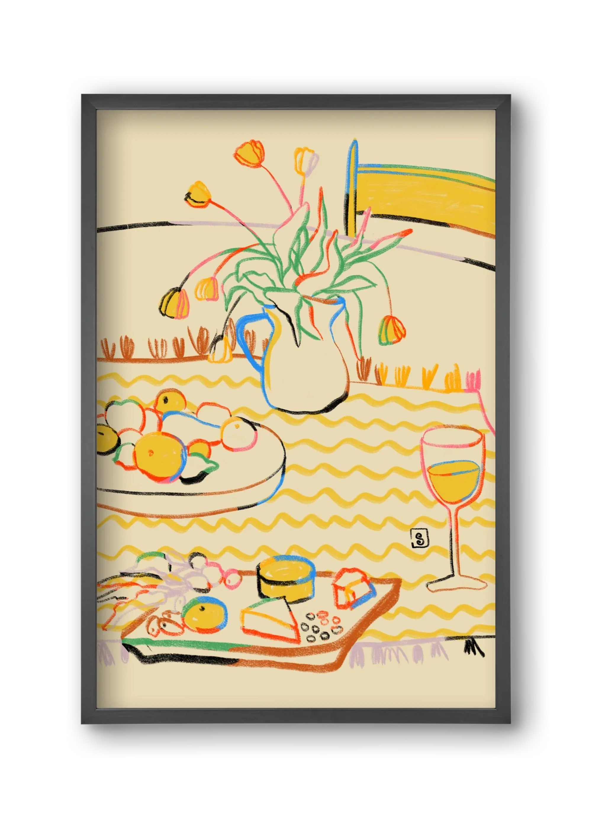 YELLOW TULIPS WINE AND CHEESE - artbridge