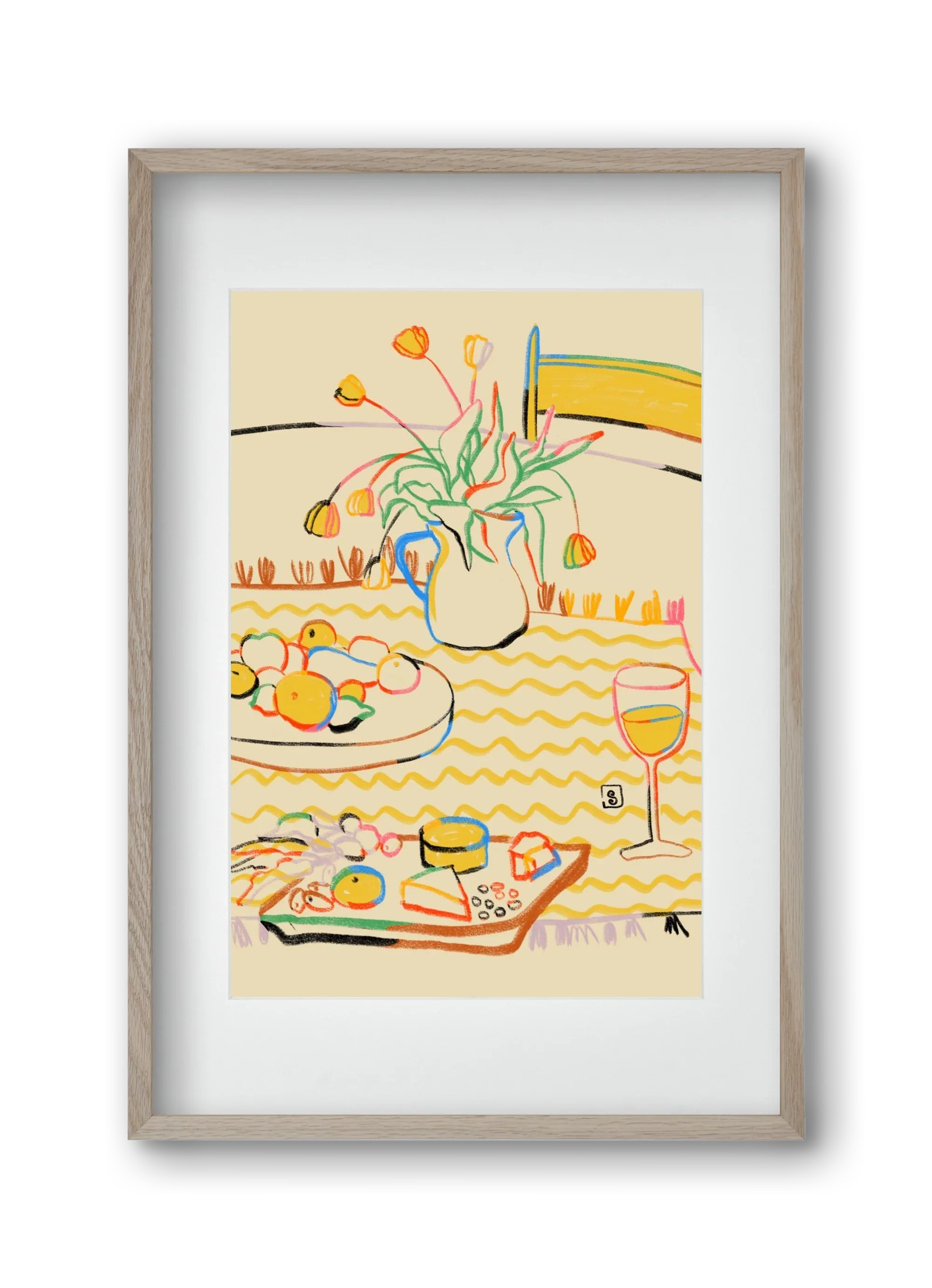 YELLOW TULIPS WINE AND CHEESE - artbridge
