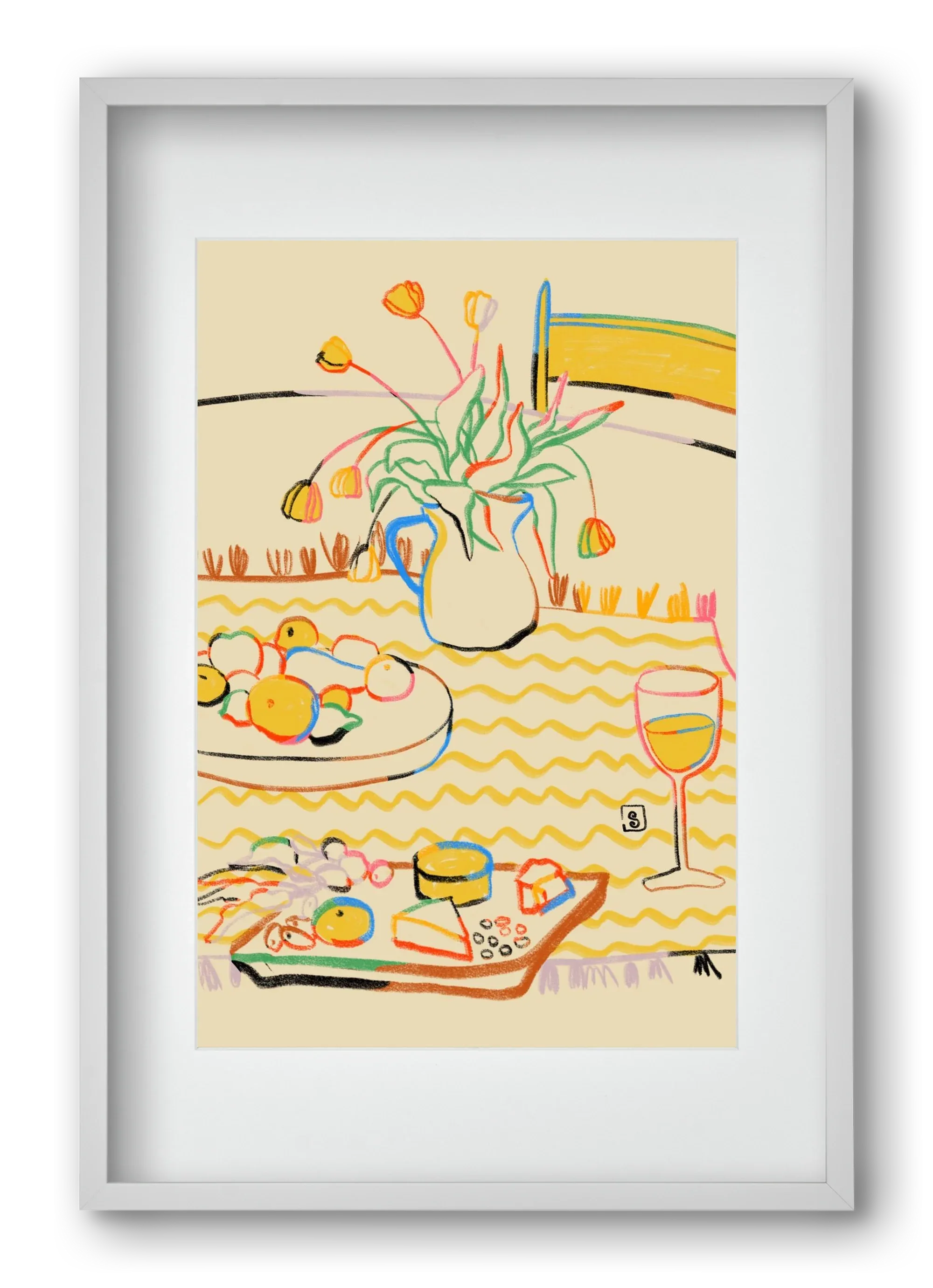 YELLOW TULIPS WINE AND CHEESE - artbridge