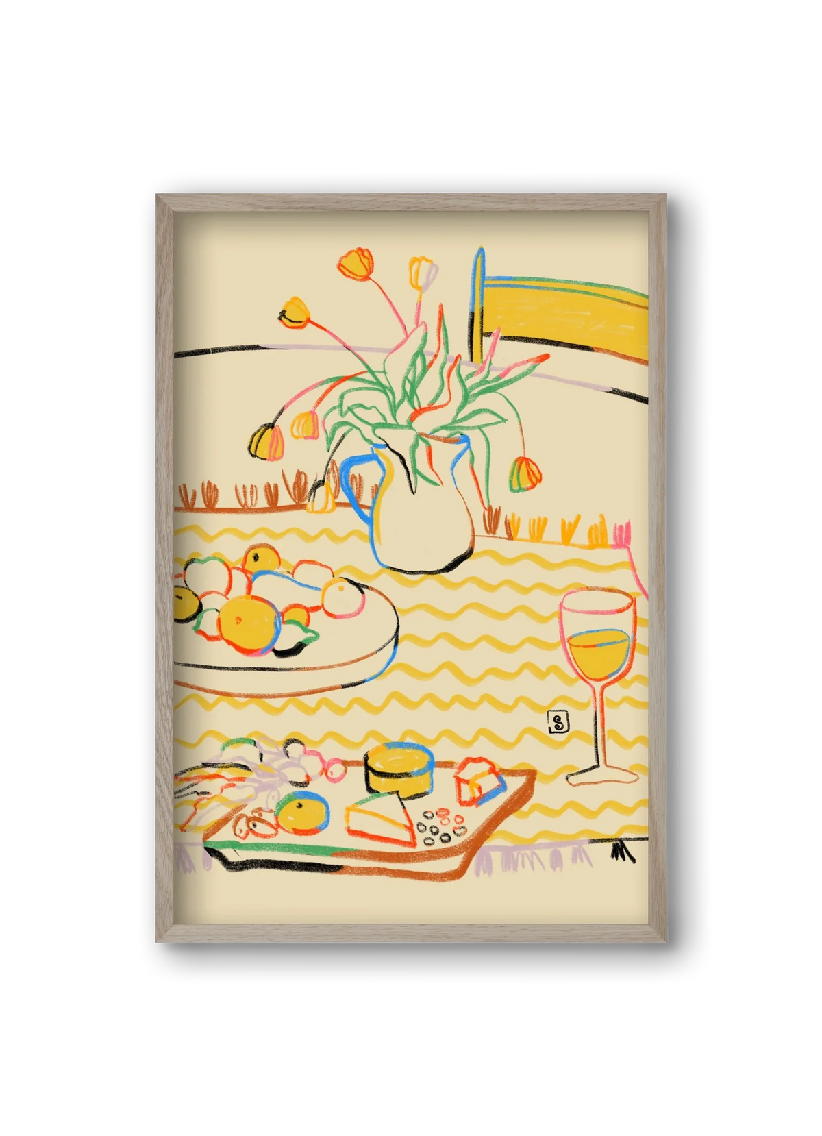 YELLOW TULIPS WINE AND CHEESE - artbridge