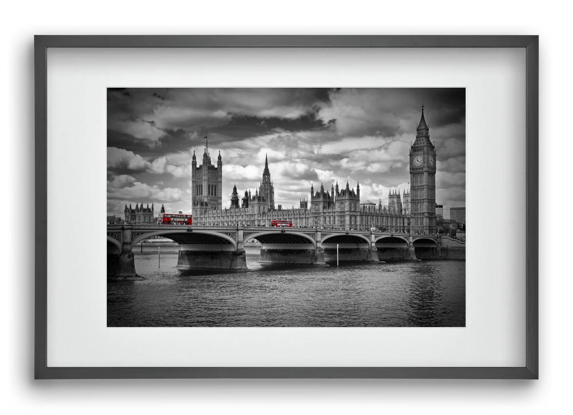 LONDON Westminster Bridge and red buses - artbridge