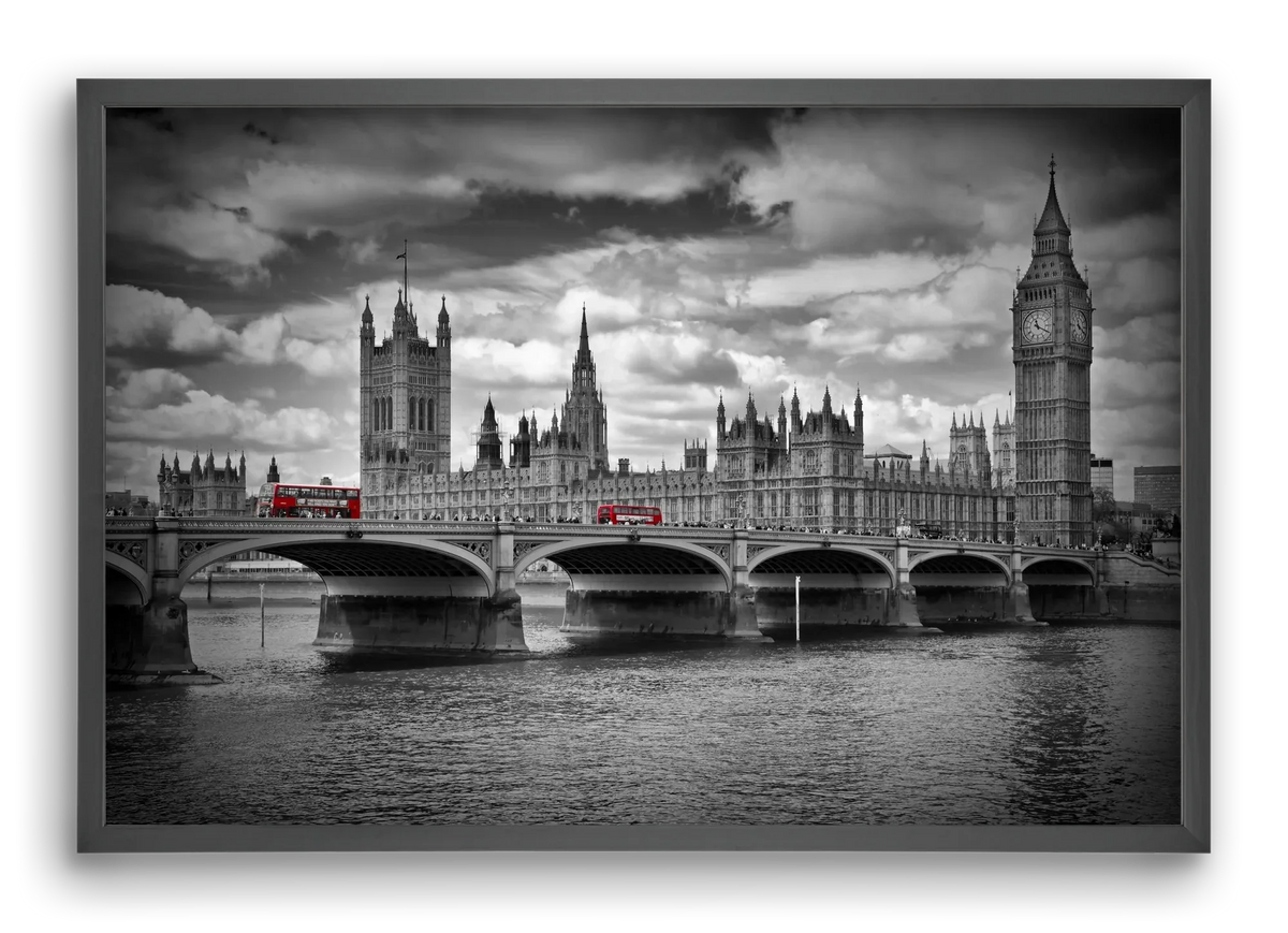 LONDON Westminster Bridge and red buses - artbridge