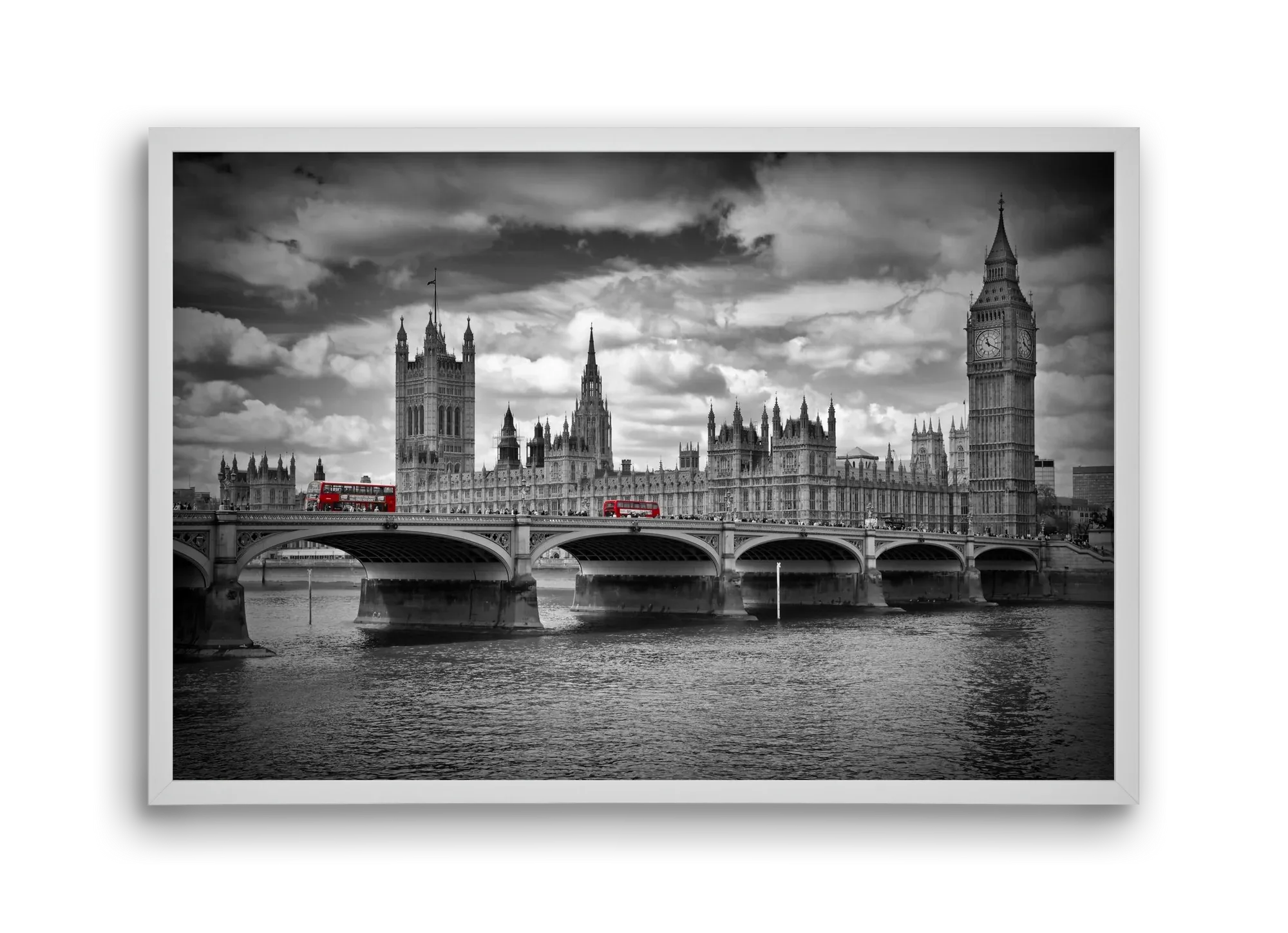 LONDON Westminster Bridge and red buses - artbridge
