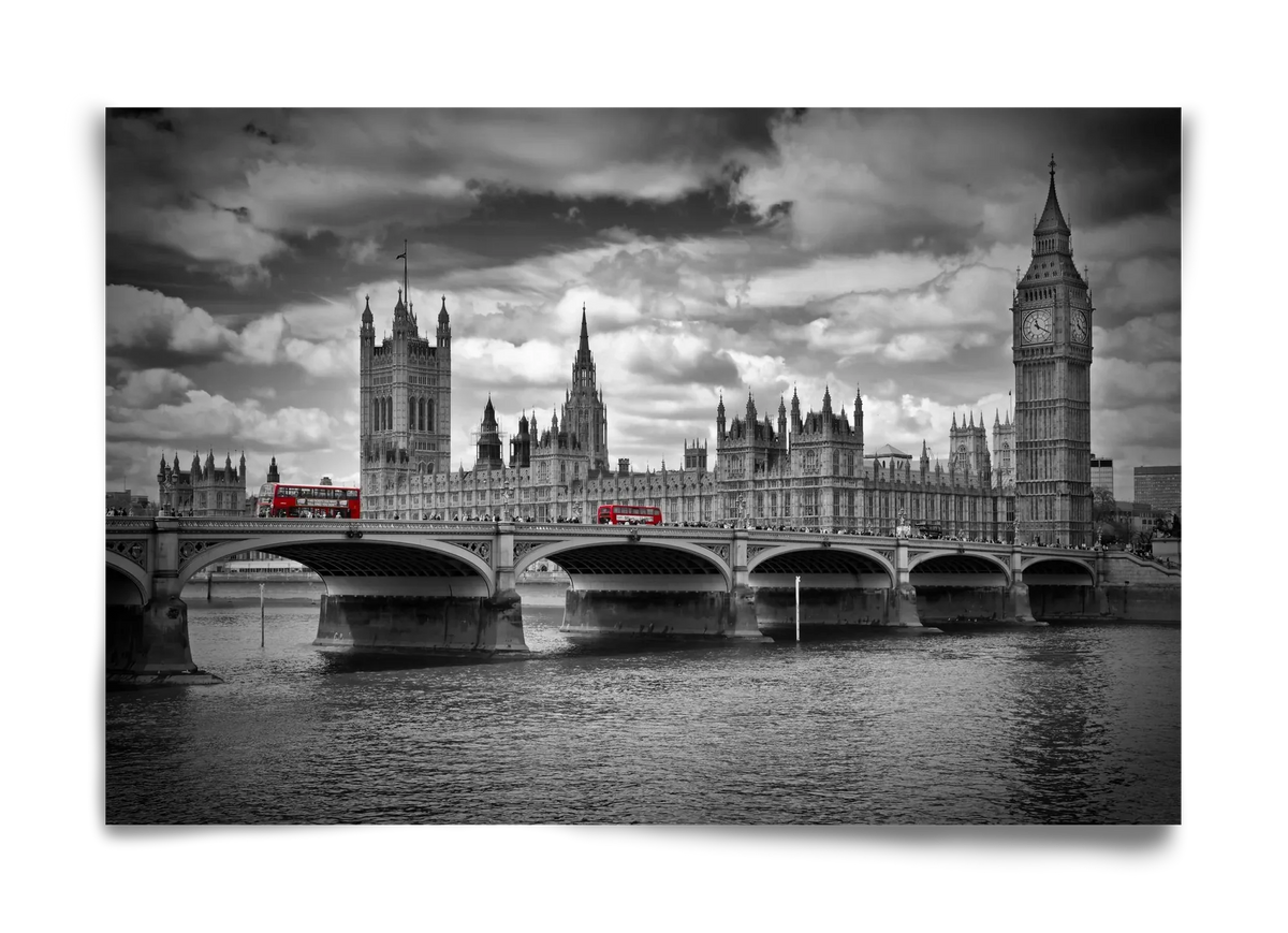 LONDON Westminster Bridge and red buses - artbridge