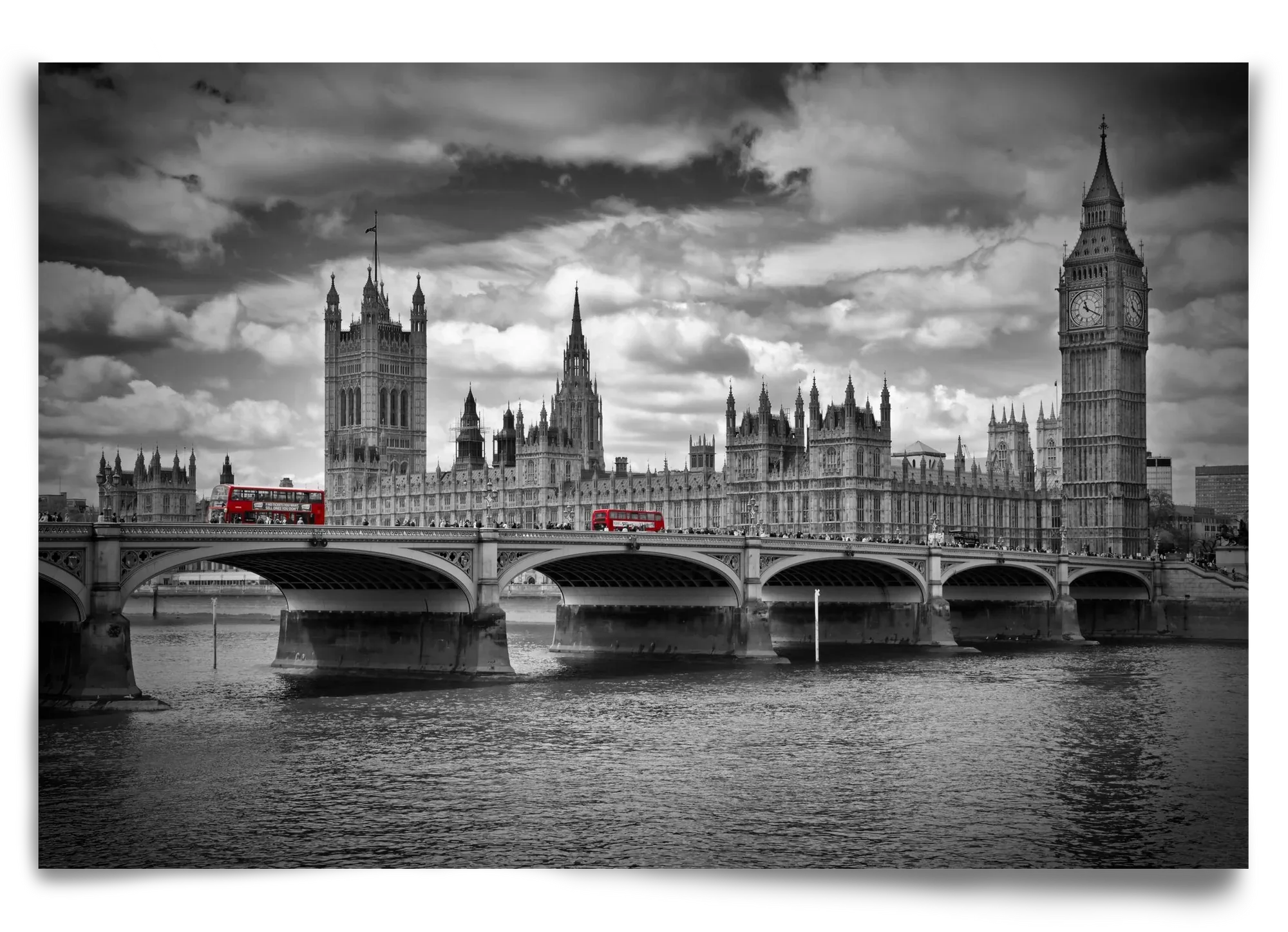 LONDON Westminster Bridge and red buses - artbridge