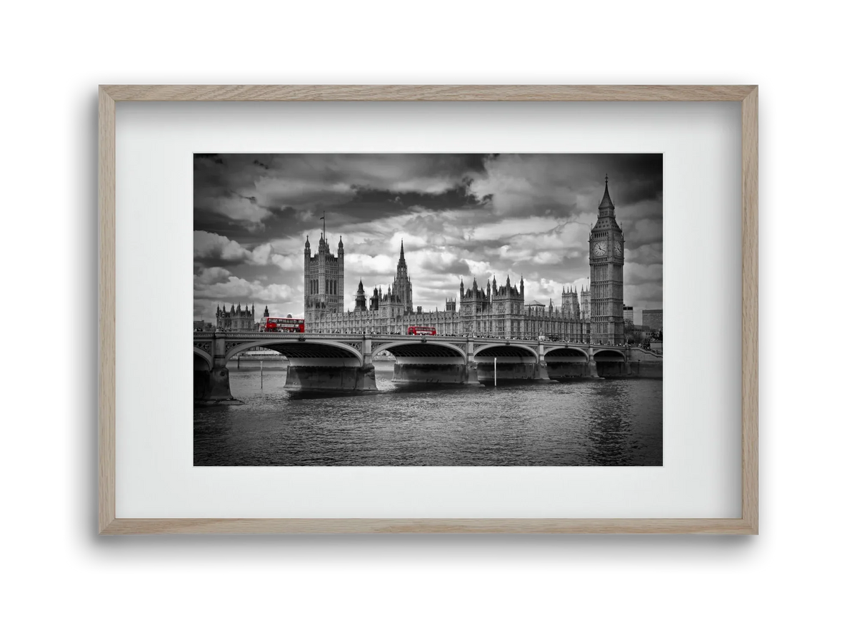 LONDON Westminster Bridge and red buses - artbridge