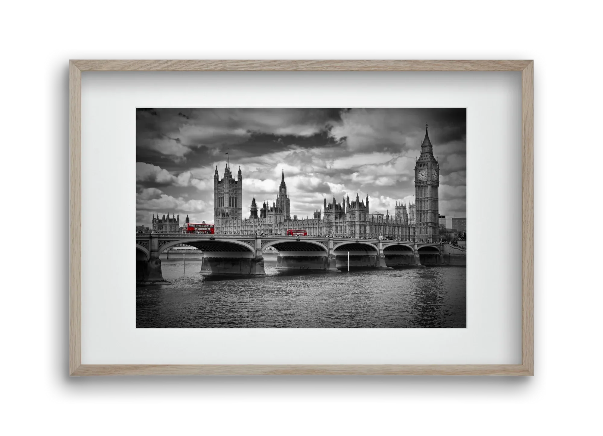 LONDON Westminster Bridge and red buses - artbridge