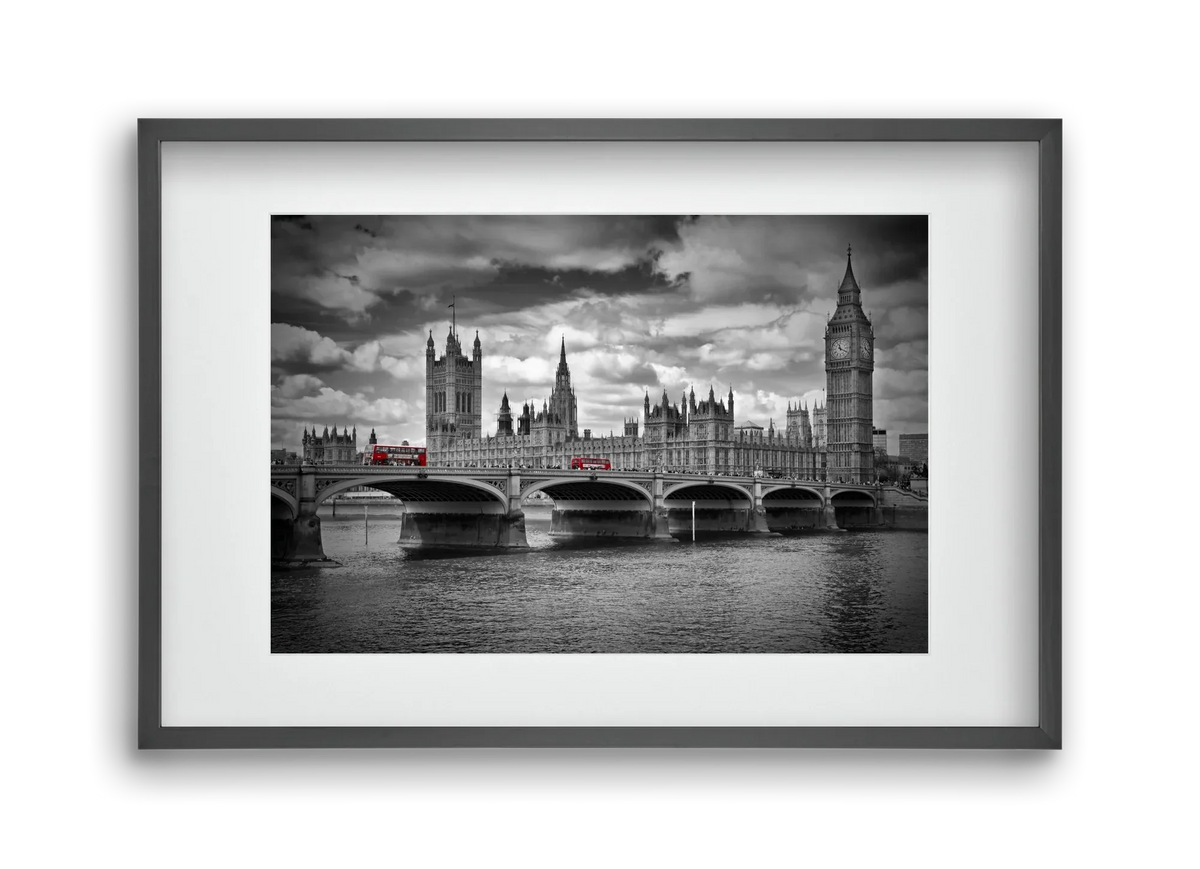 LONDON Westminster Bridge and red buses - artbridge