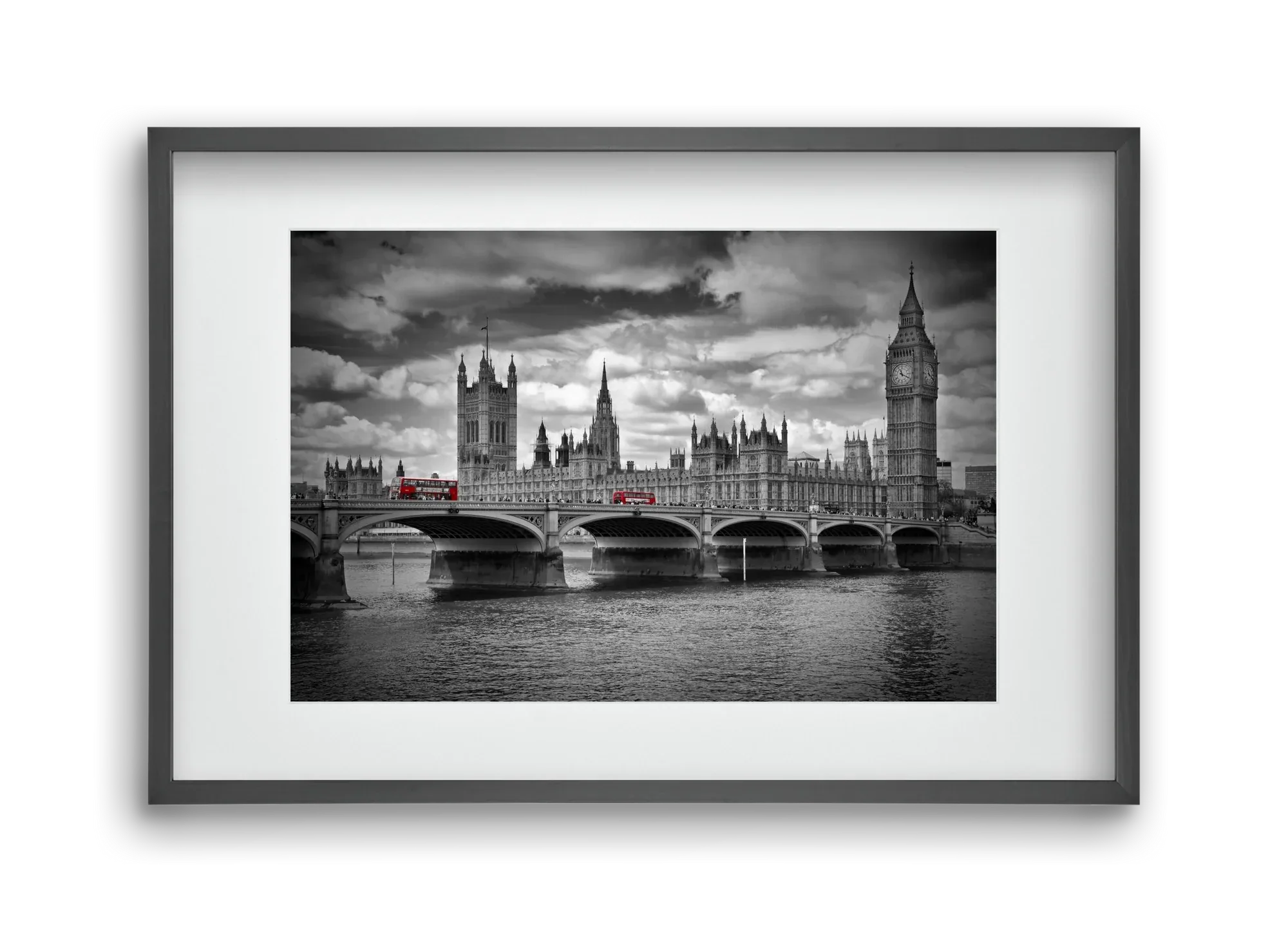 LONDON Westminster Bridge and red buses - artbridge