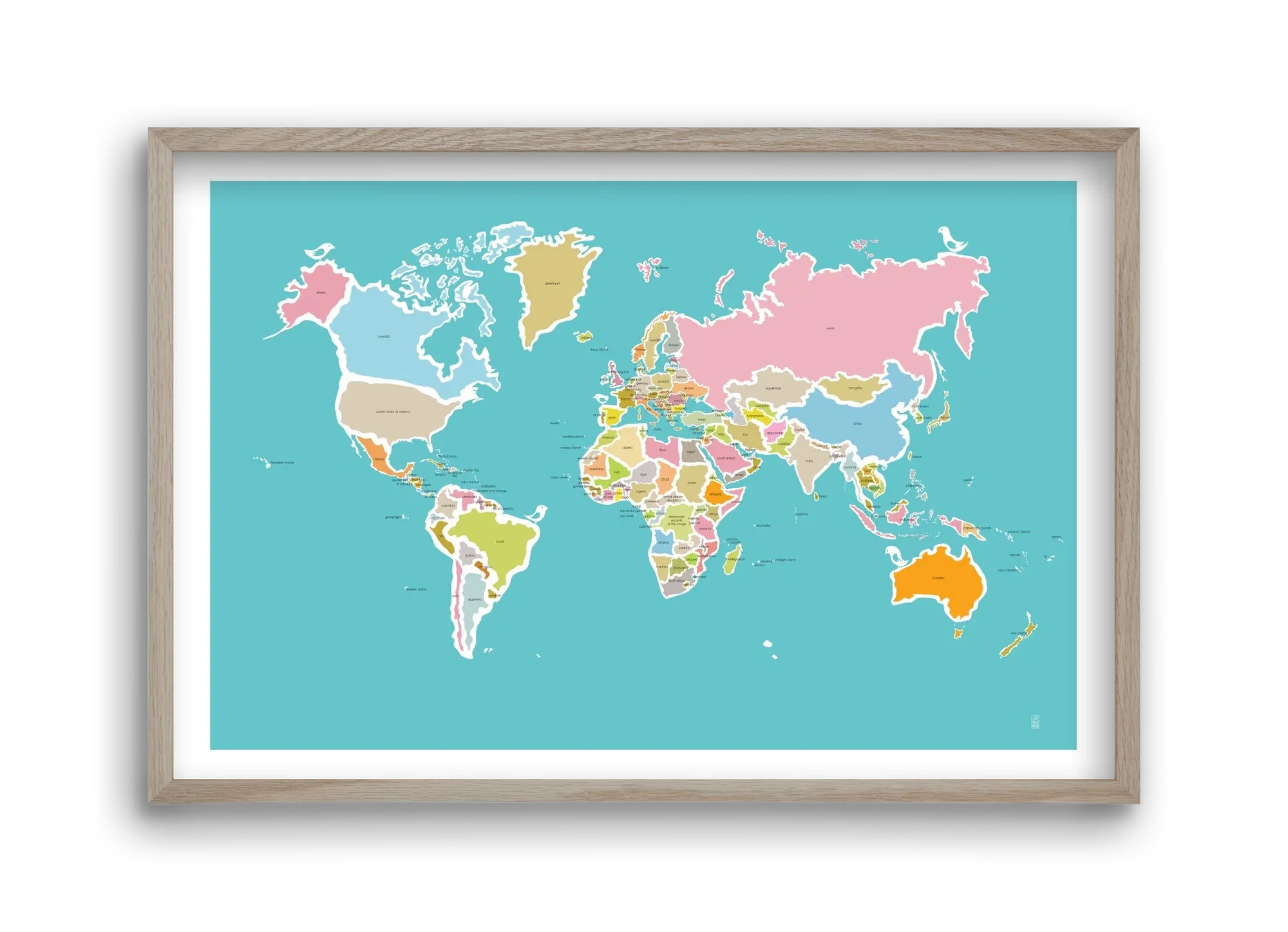 Worldmap with birds - artbridge