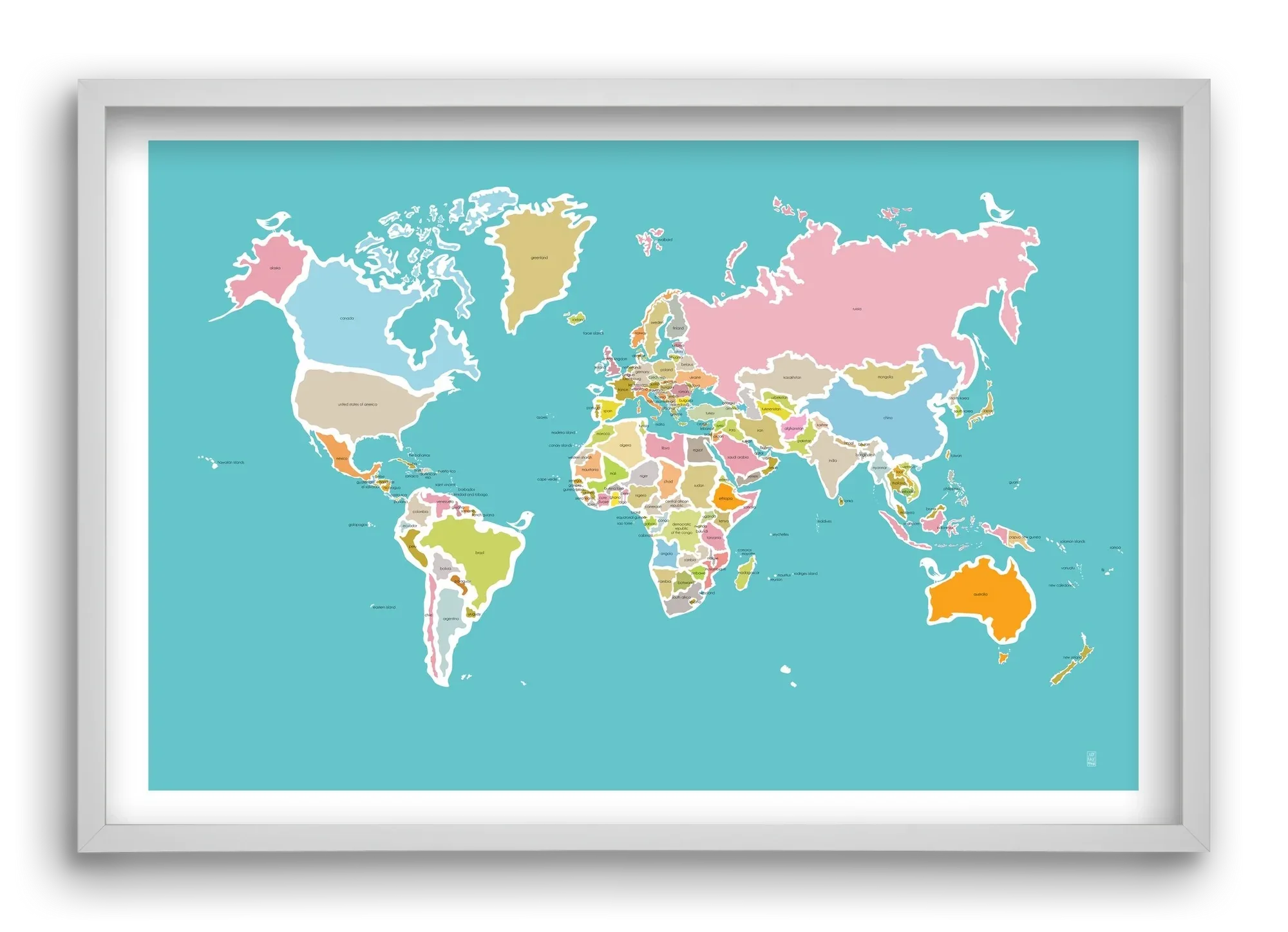 Worldmap with birds - artbridge