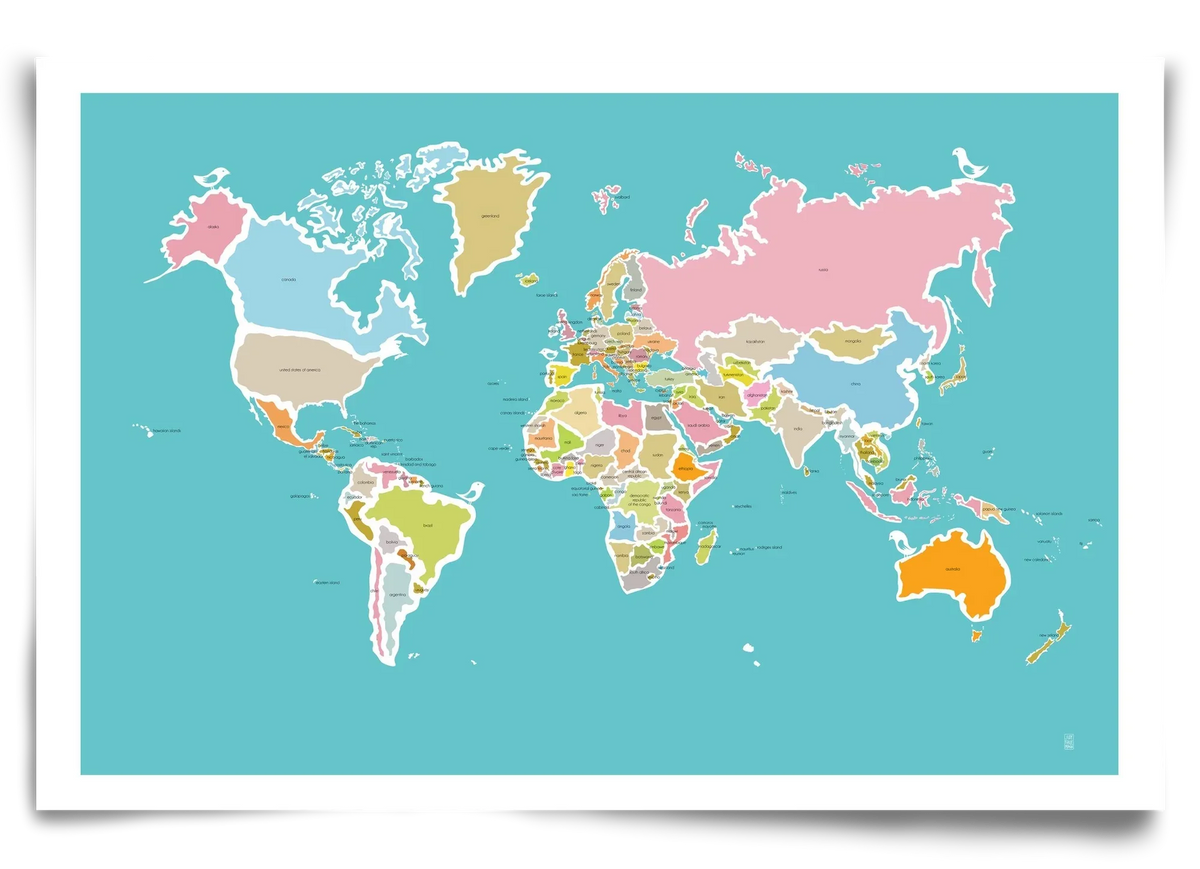 Worldmap with birds - artbridge
