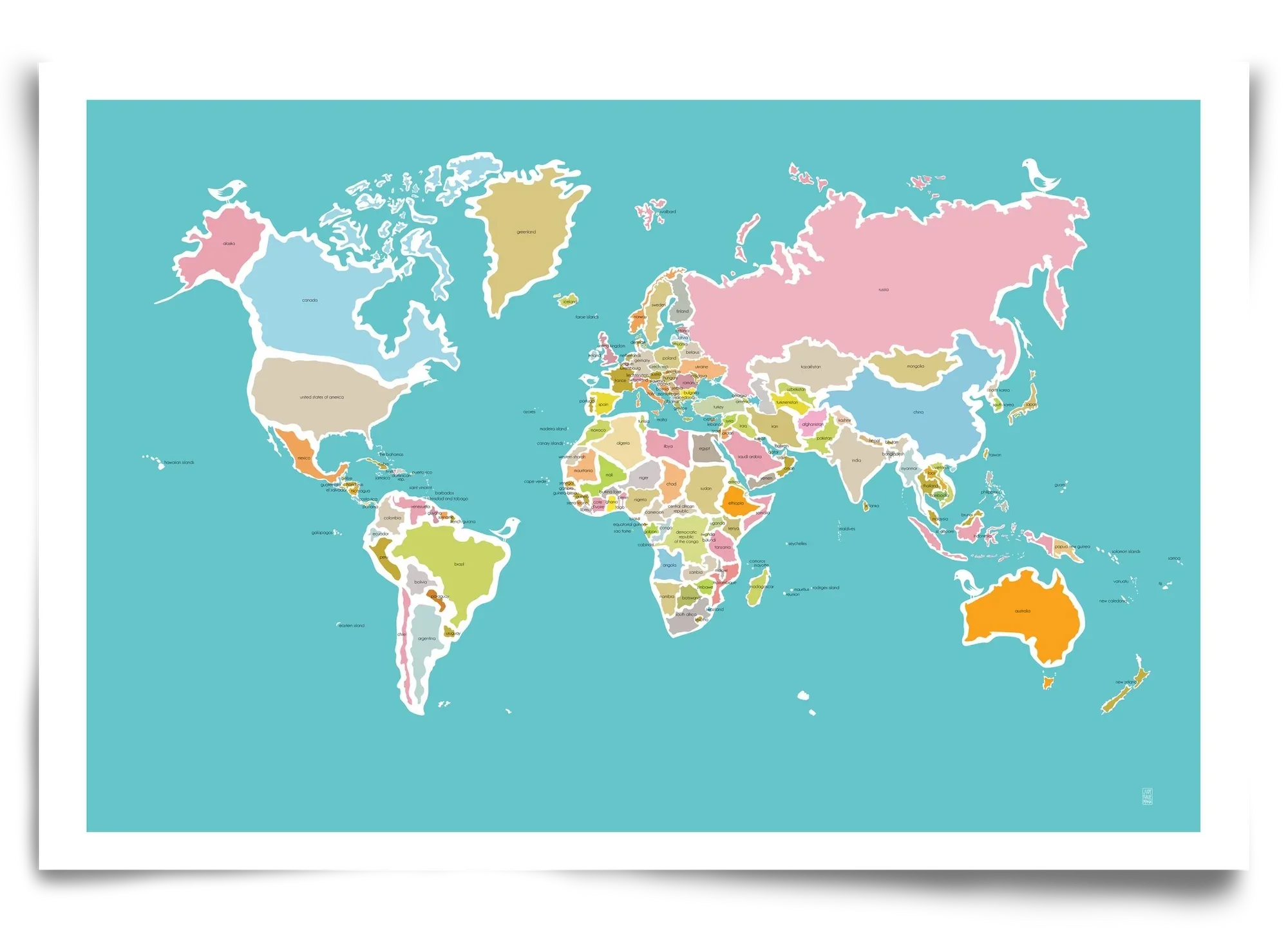 Worldmap with birds - artbridge