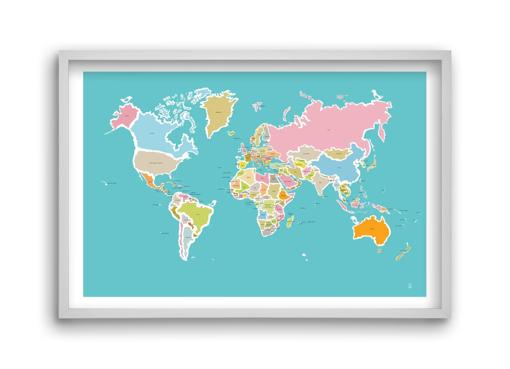 Worldmap with birds - artbridge