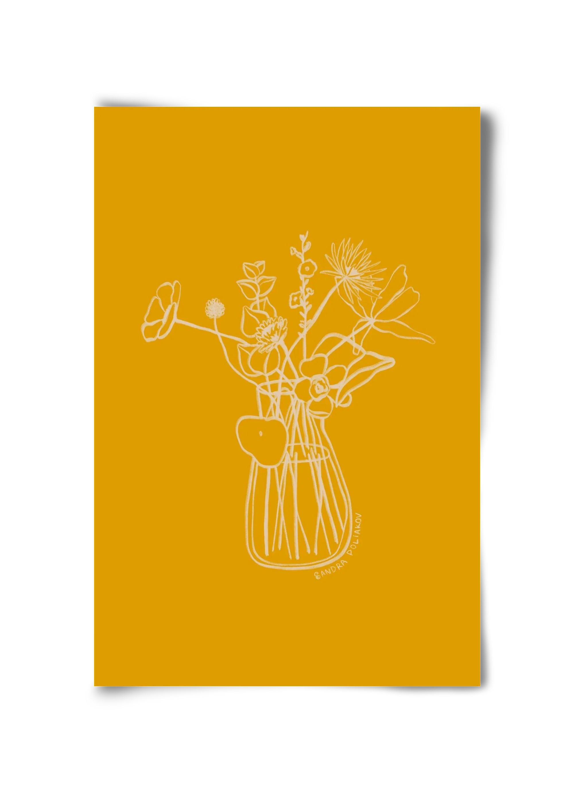 FLOWERS AND LEAVES IN YELLOW - artbridge