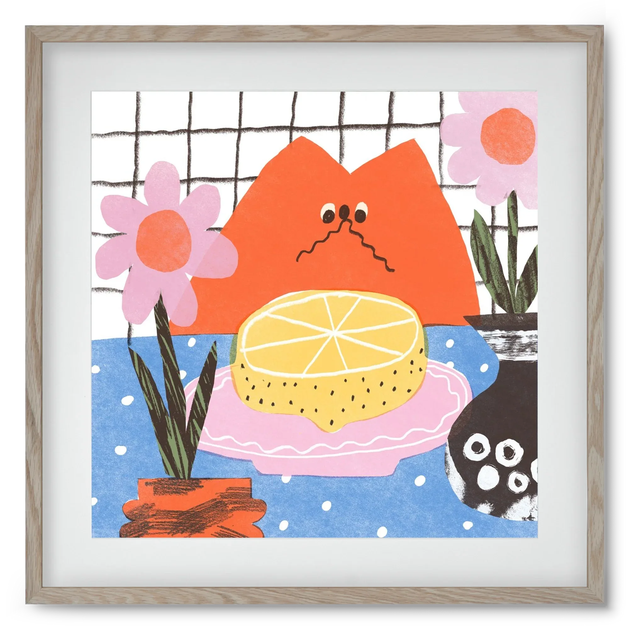 A cat eating lemon - artbridge