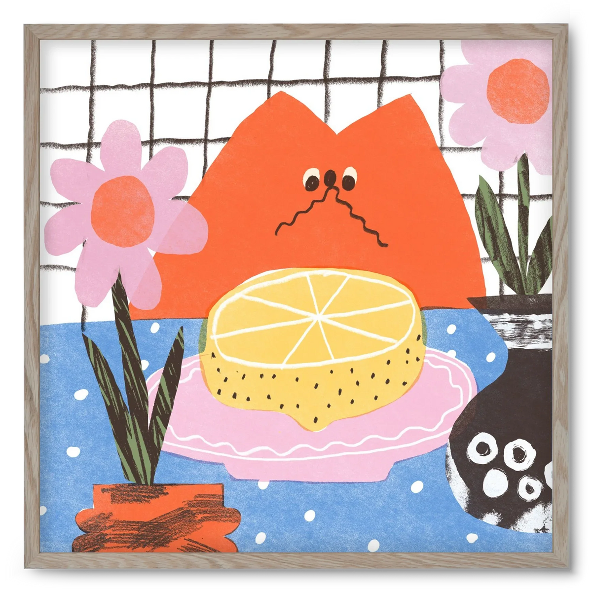 A cat eating lemon - artbridge