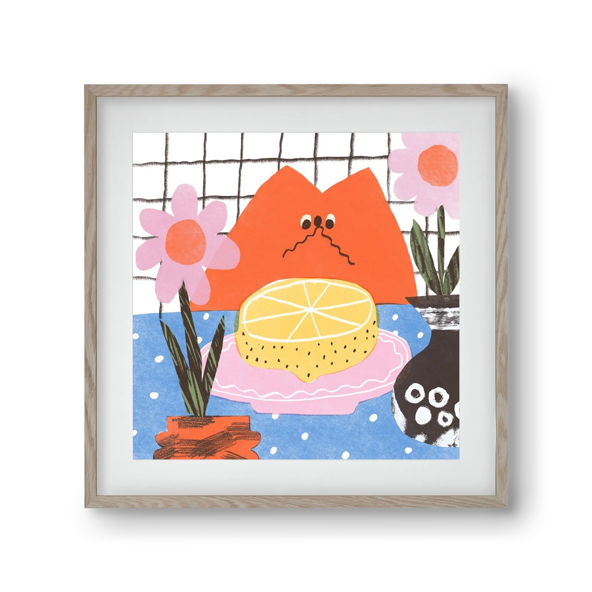 A cat eating lemon - artbridge