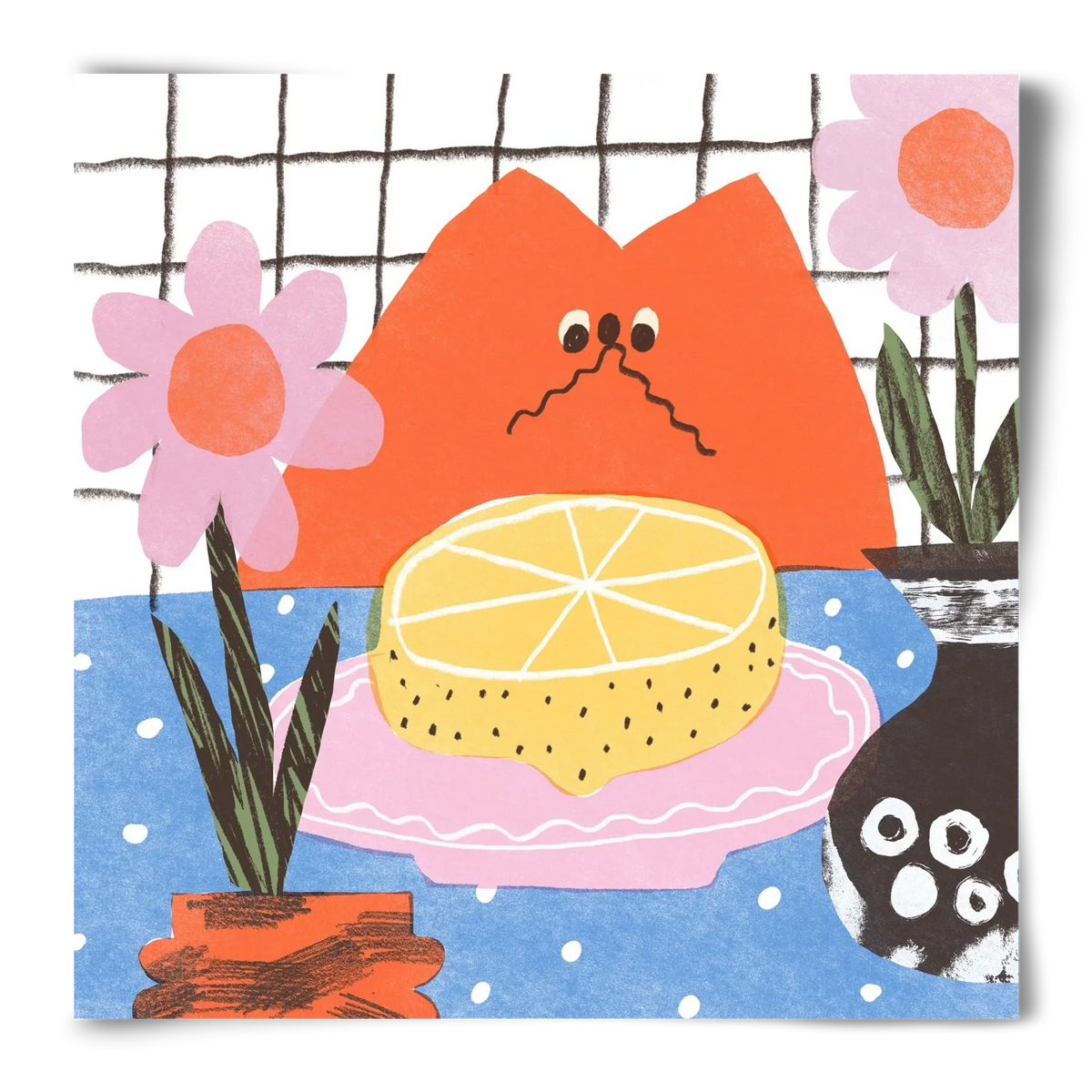 A cat eating lemon - artbridge