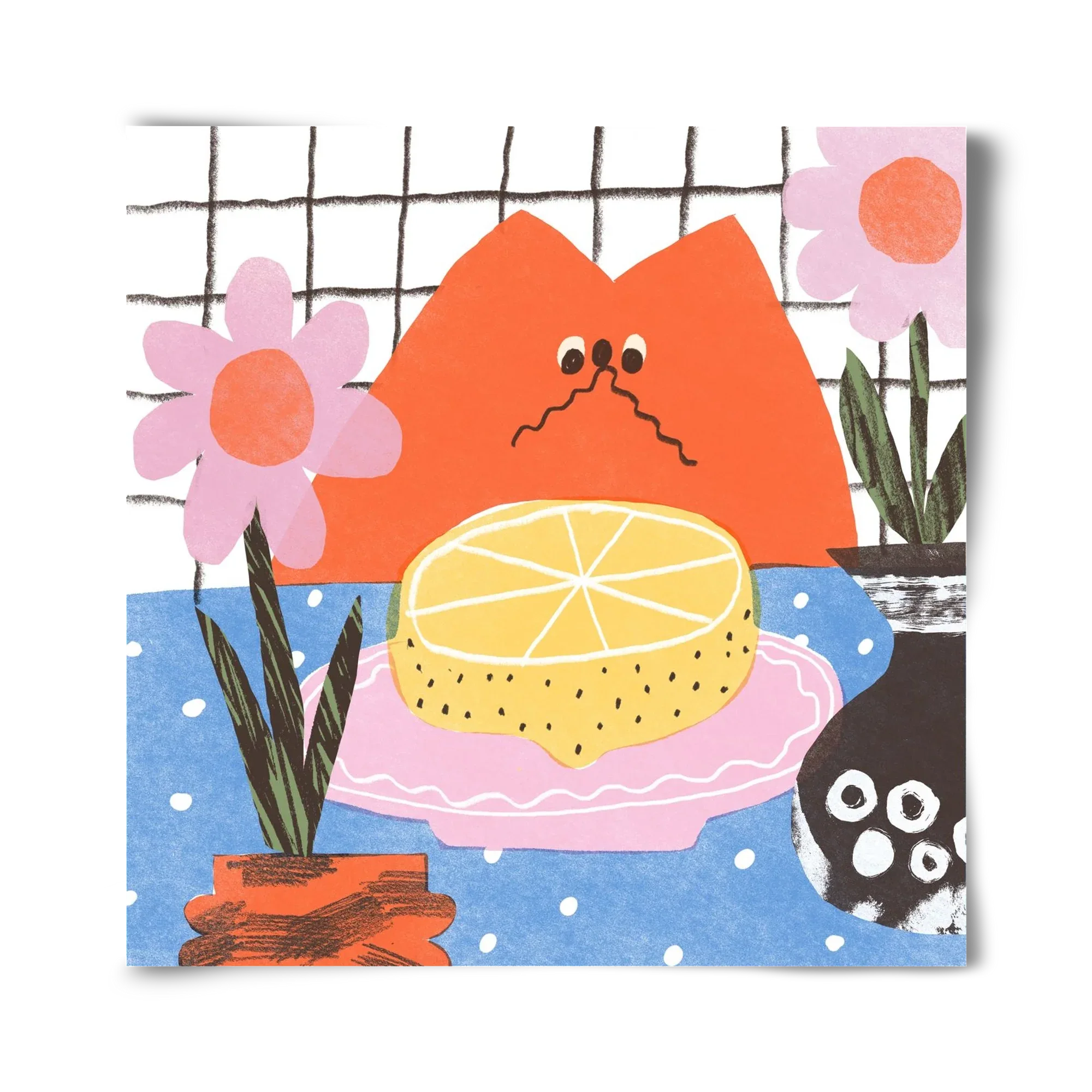 A cat eating lemon - artbridge