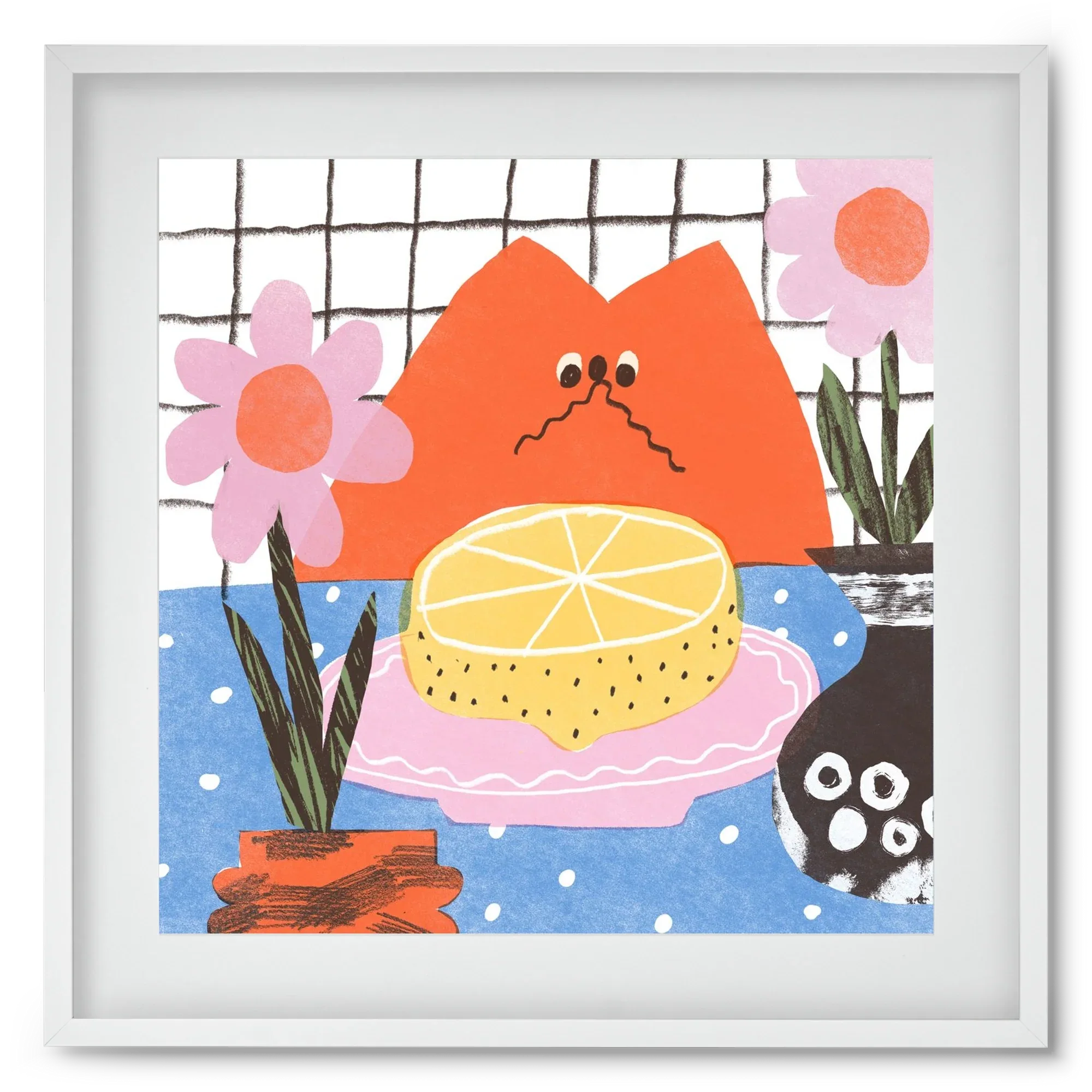 A cat eating lemon - artbridge
